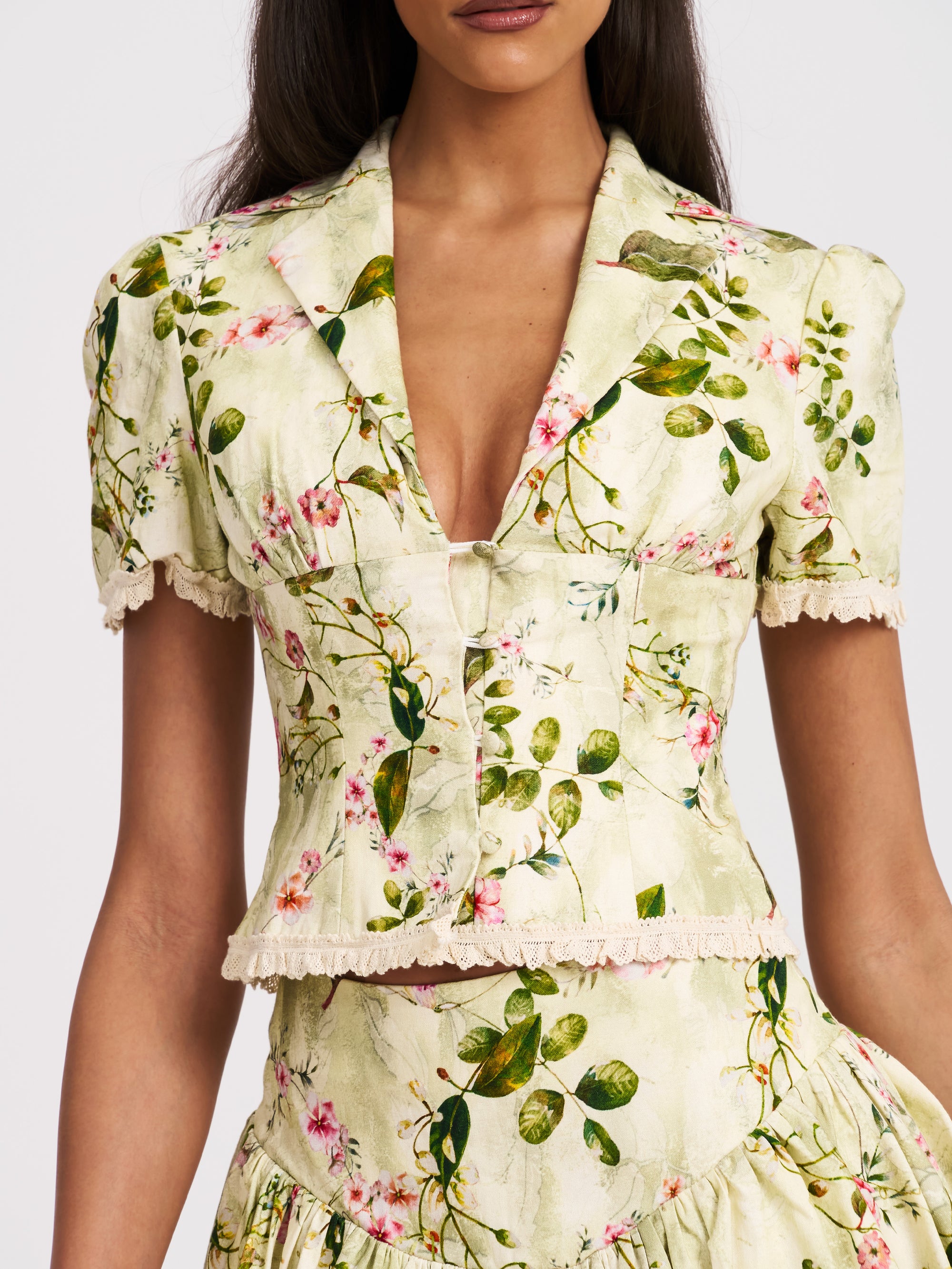 CARMELLA FLORAL LINEN TOP