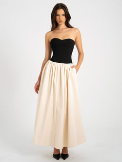 Sana Sweetheart Lace-up Back Drop Waist Maxi Dress