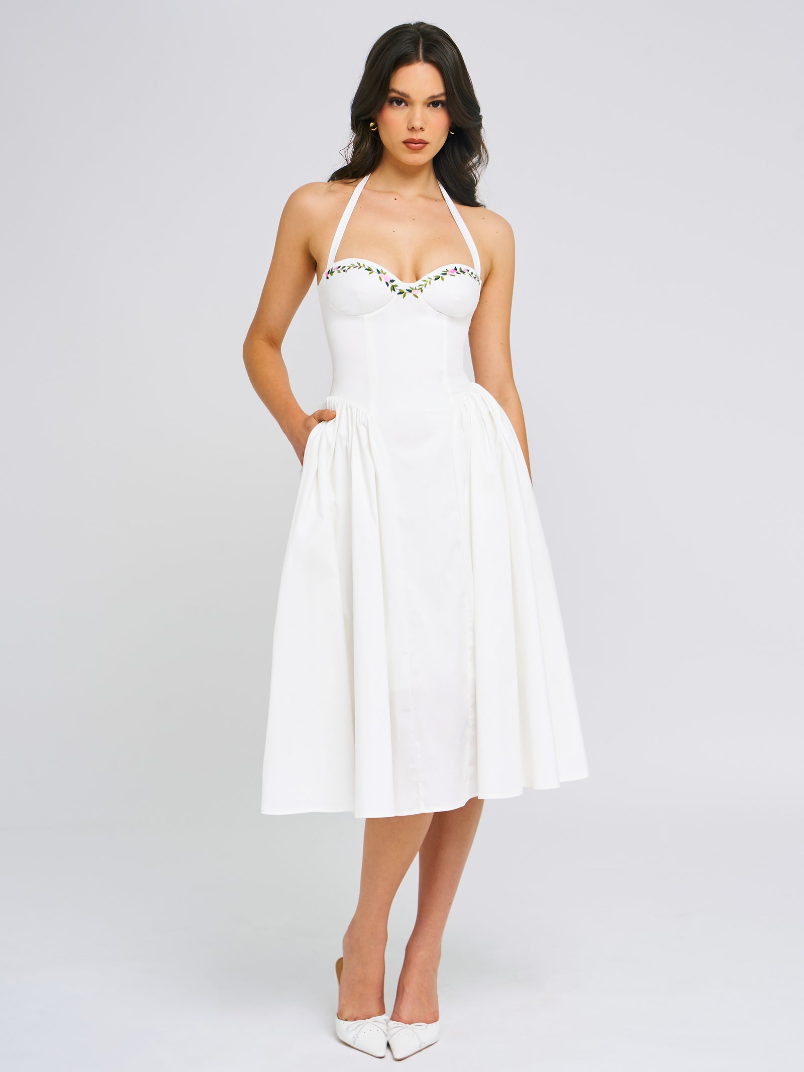 Alisette Halter Split Maxi Dress White main image 0