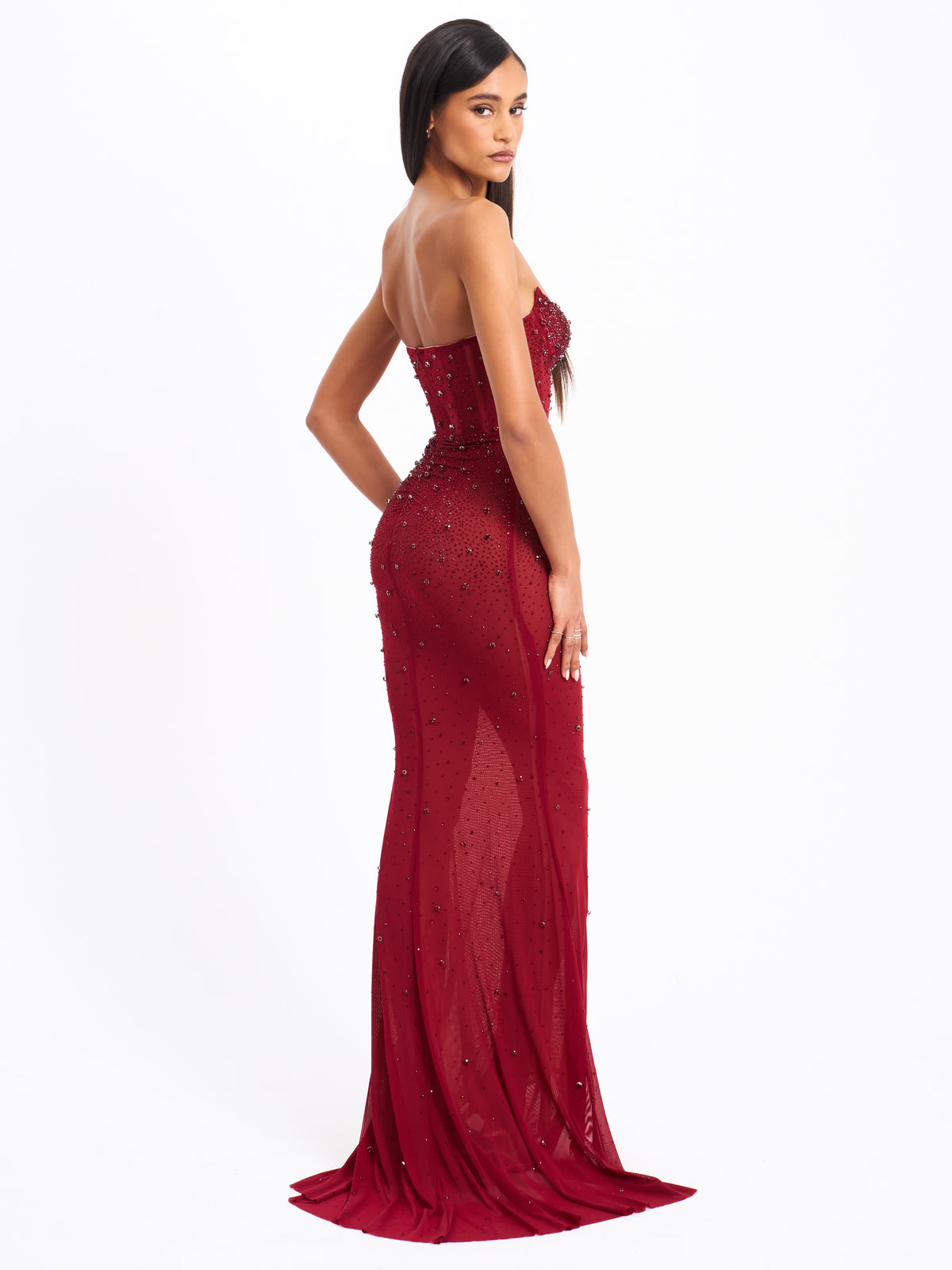 Burgundy Corset Mermaid Long Dress main image 0