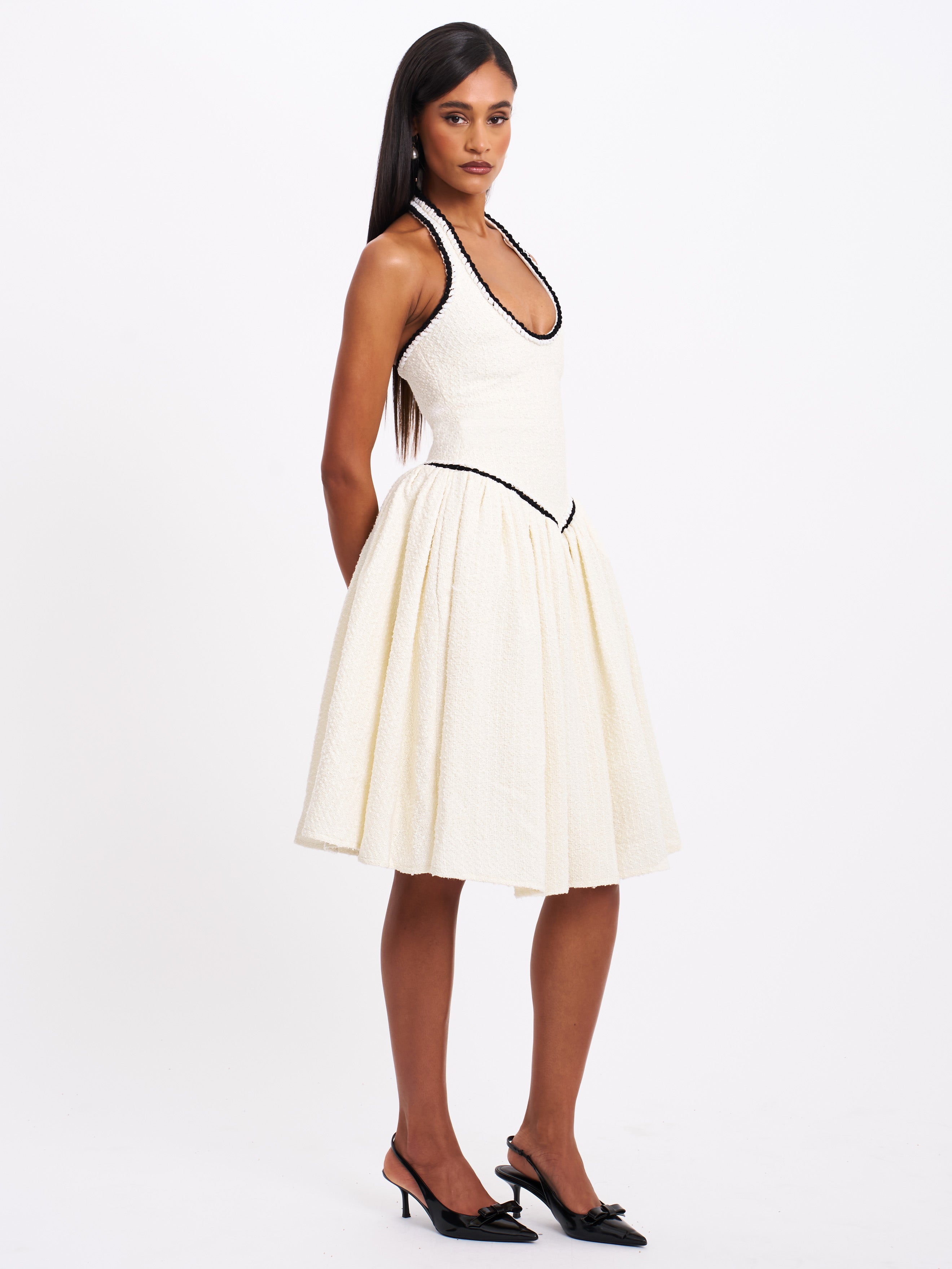 andmary Natalie check mini dress beige andmary Natalie check mini