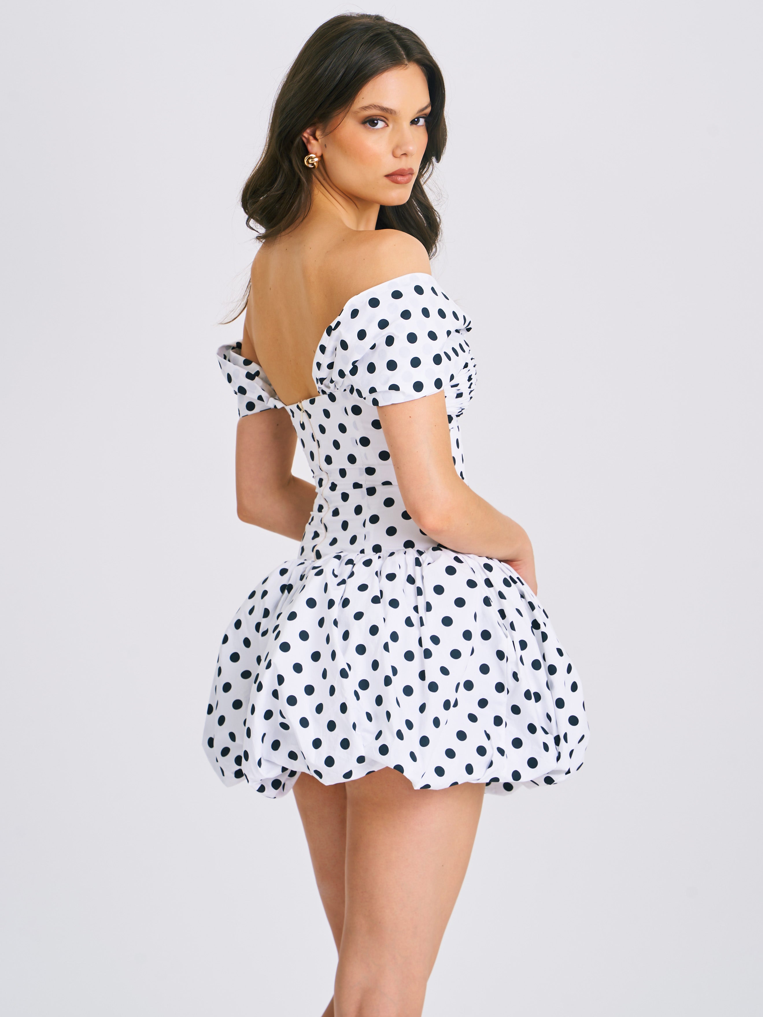 Umika Polka Dots Bubble Hem Mini Dress