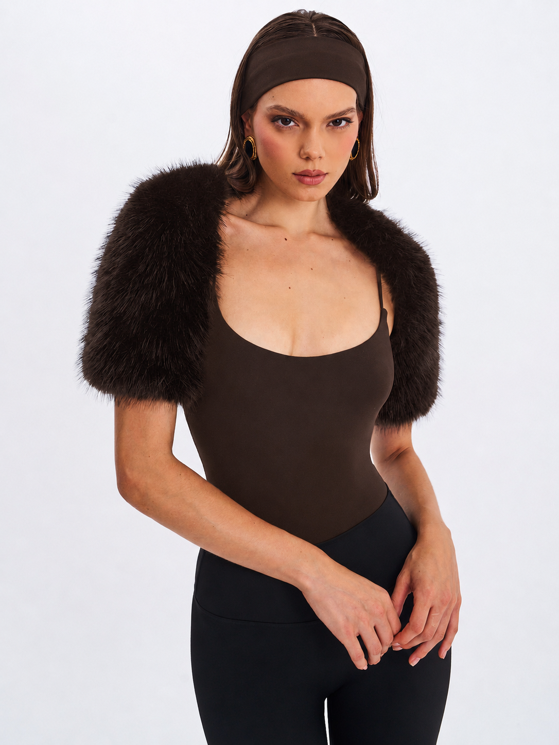 Kori Brown Faux Fur Micro Bolero