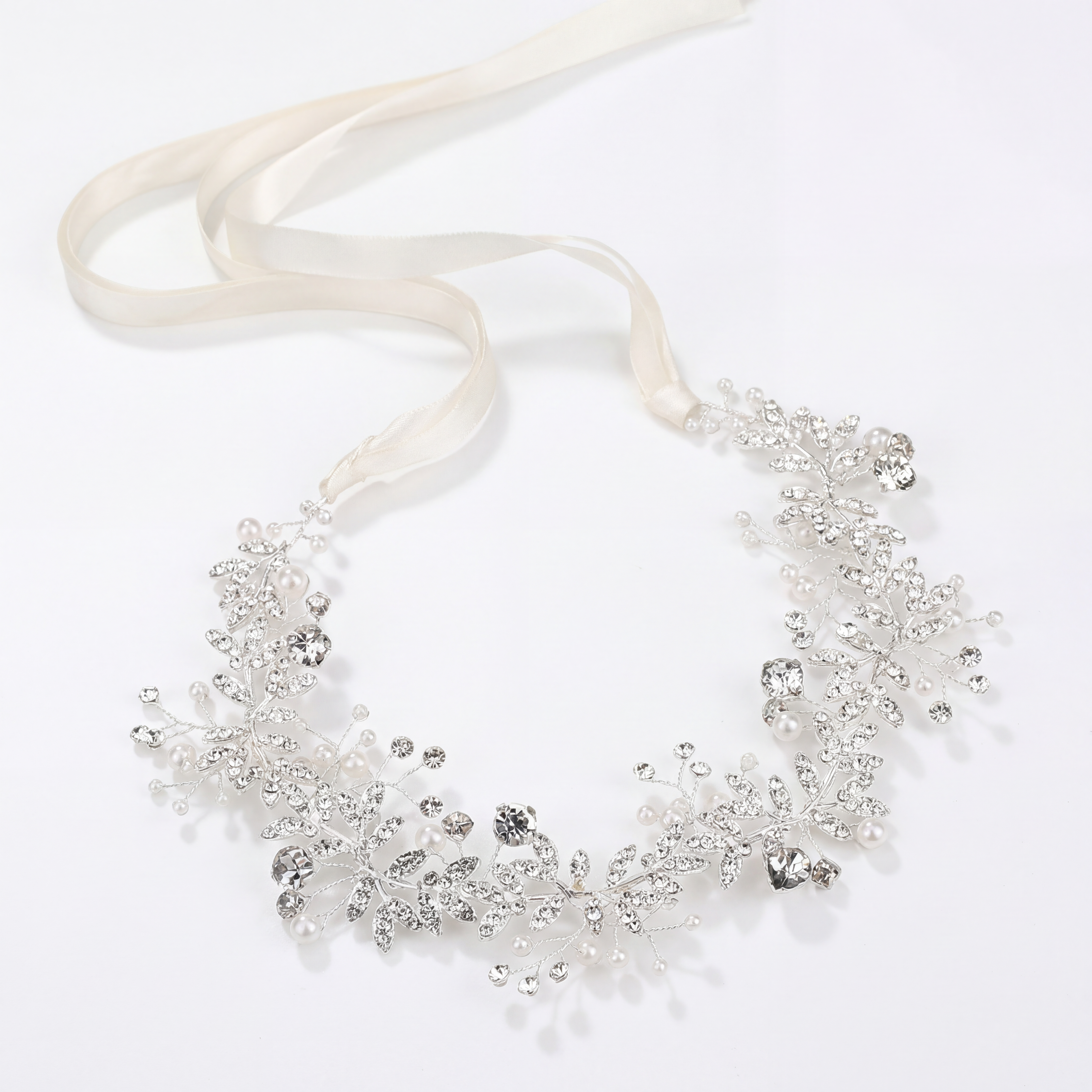 Miss Circle Bridal Silver Crystal Hairband