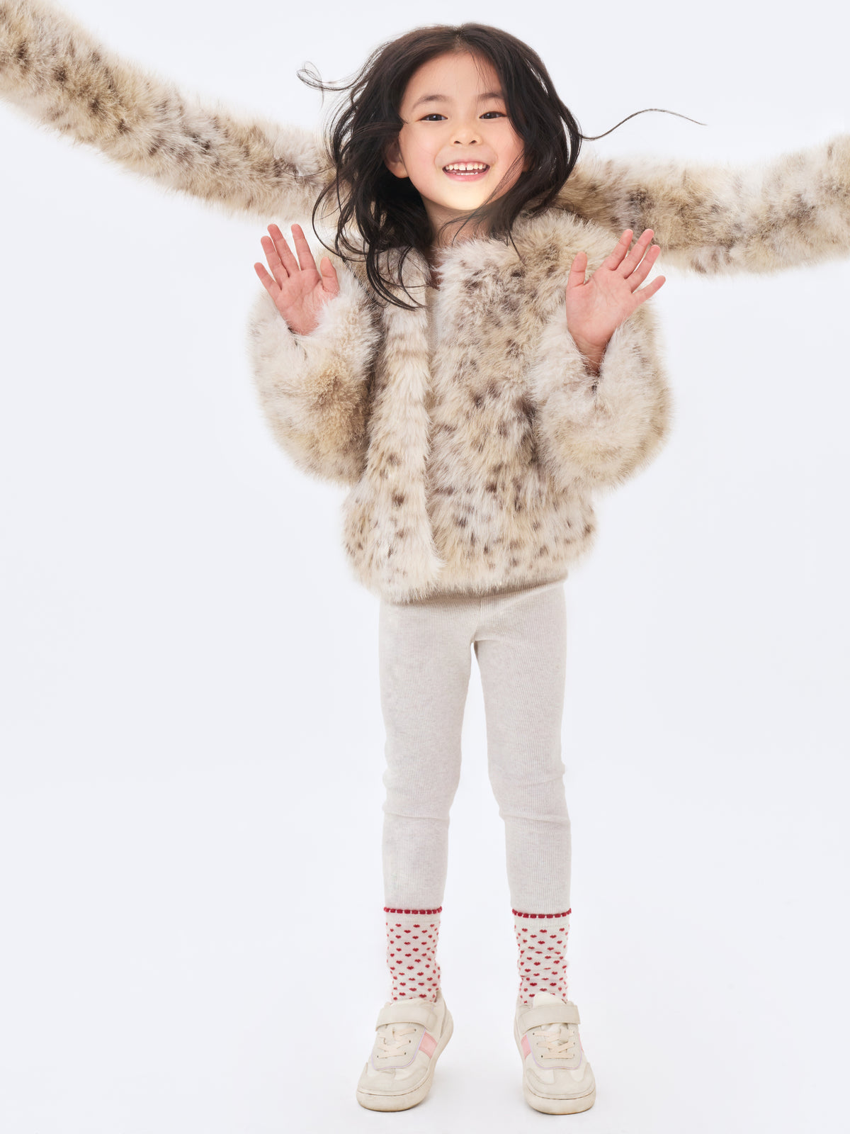 Margot Kids Faux Cheetah  Fur Jacket with Pockets