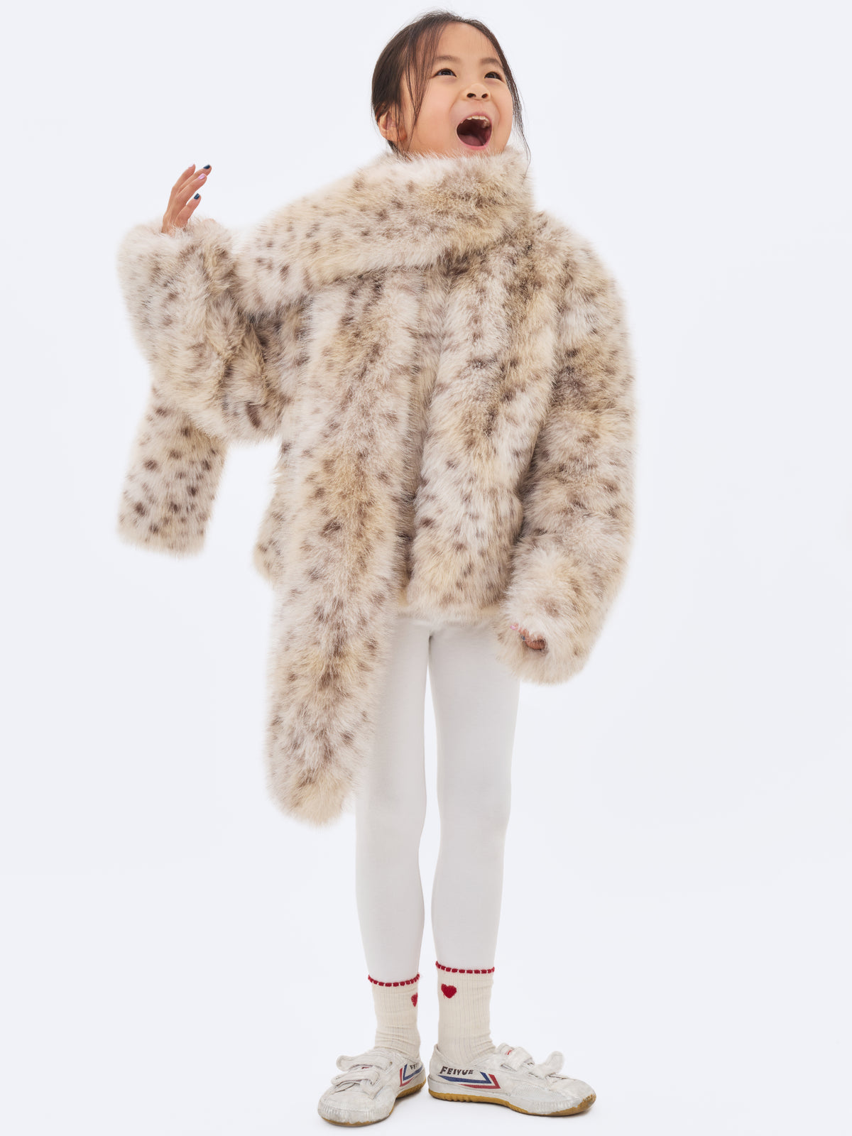 Margot Kids Faux Cheetah  Fur Jacket with Pockets