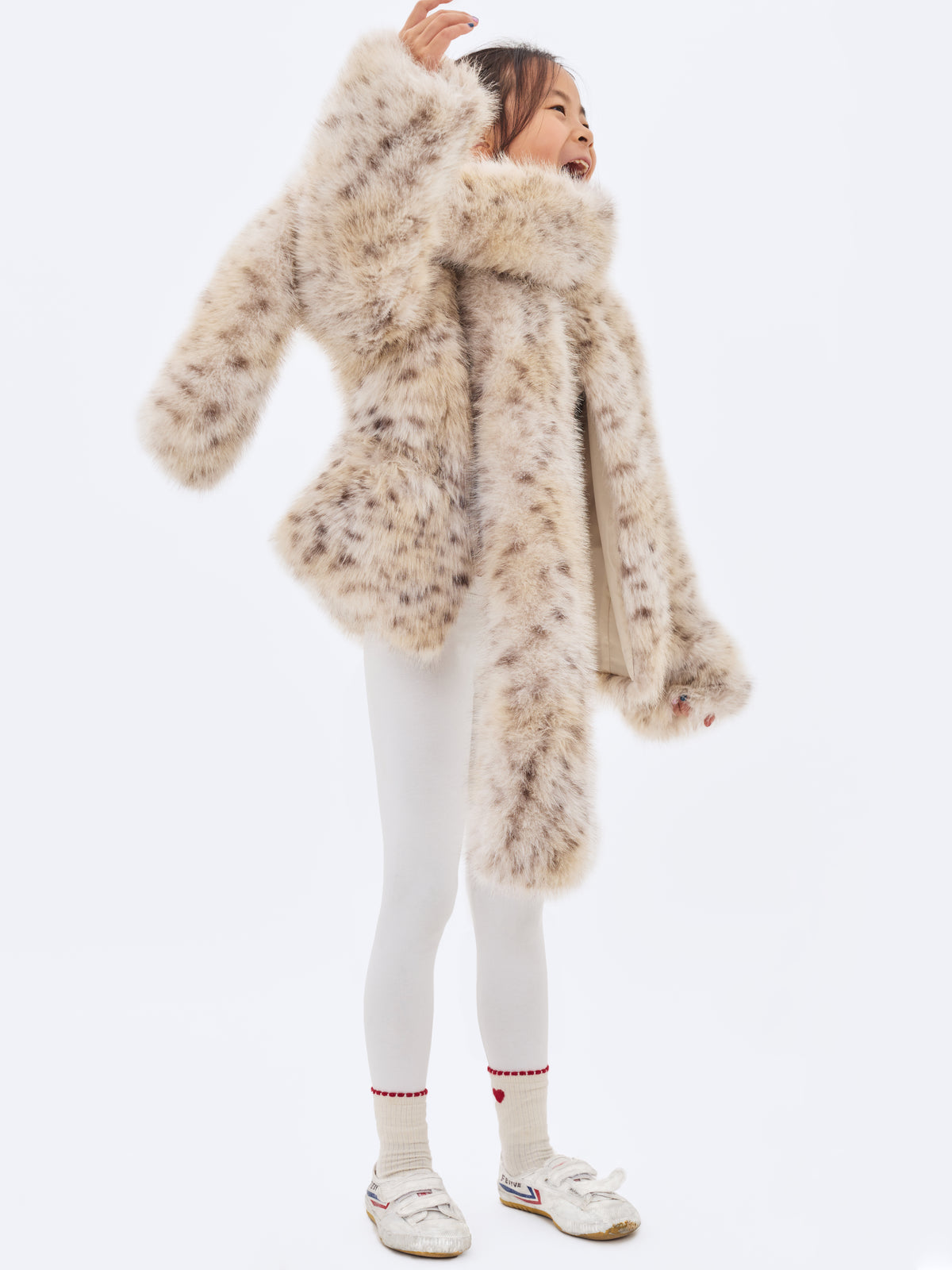 Margot Kids Faux Cheetah  Fur Jacket with Pockets