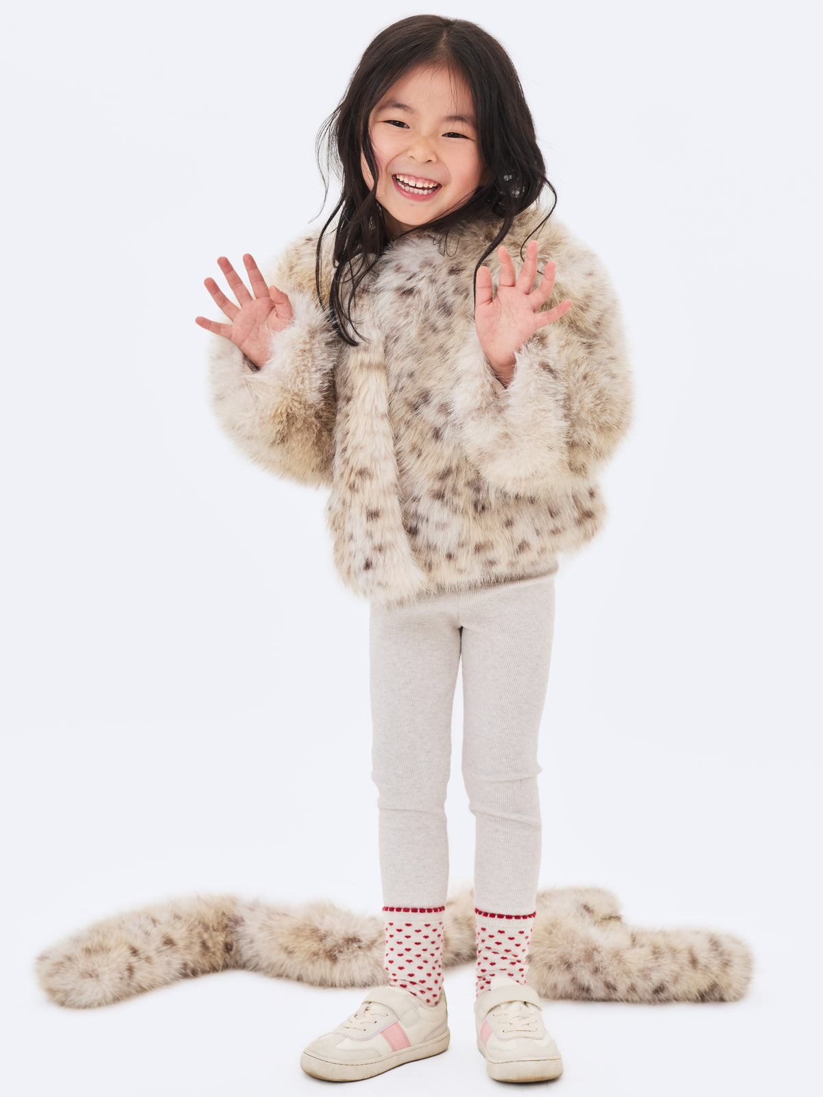 Margot Kids Faux Cheetah  Fur Jacket with Pockets