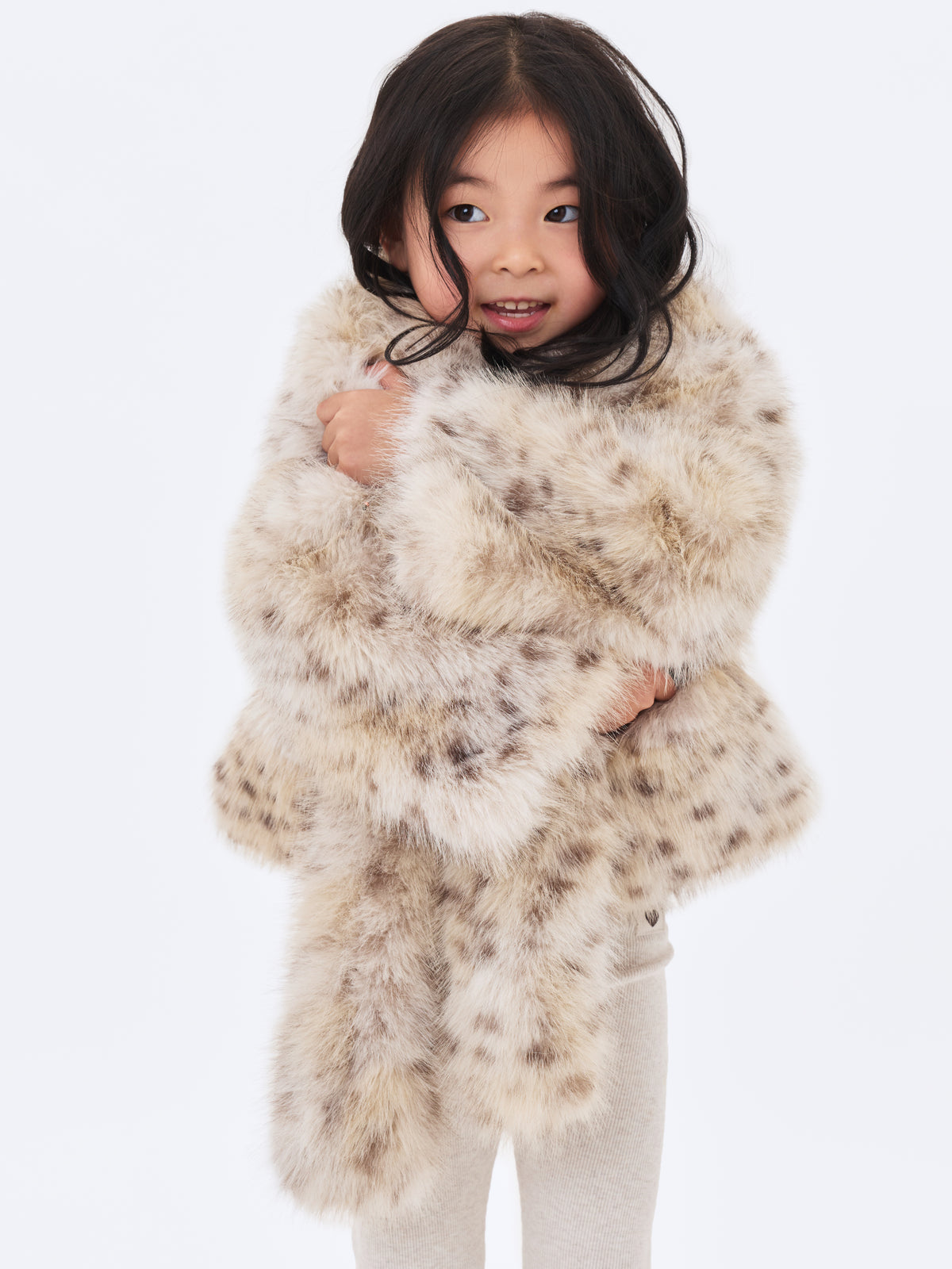 Margot Kids Faux Cheetah  Fur Jacket with Pockets