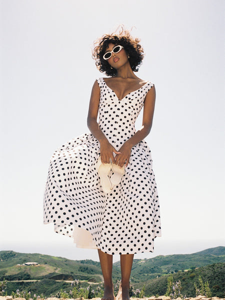 polkadot dress white Miss Circle Rahma Polka Dot Cotton Poplin Drop Waist Midi M Lime Lush Size:4-5 Year Short Sleeve slim Floral Embroidered Maxi Dress