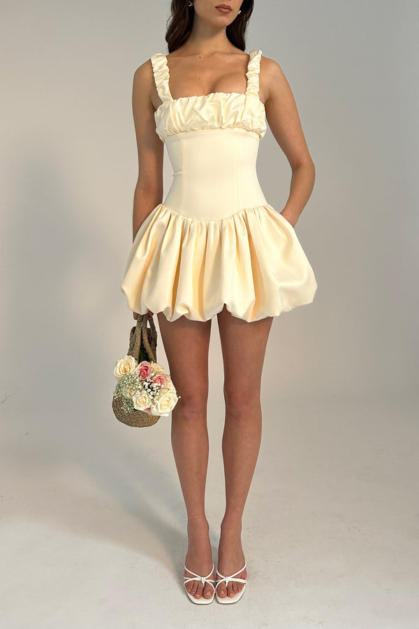 Aubrey Egg White Satin Corset Mini Dress