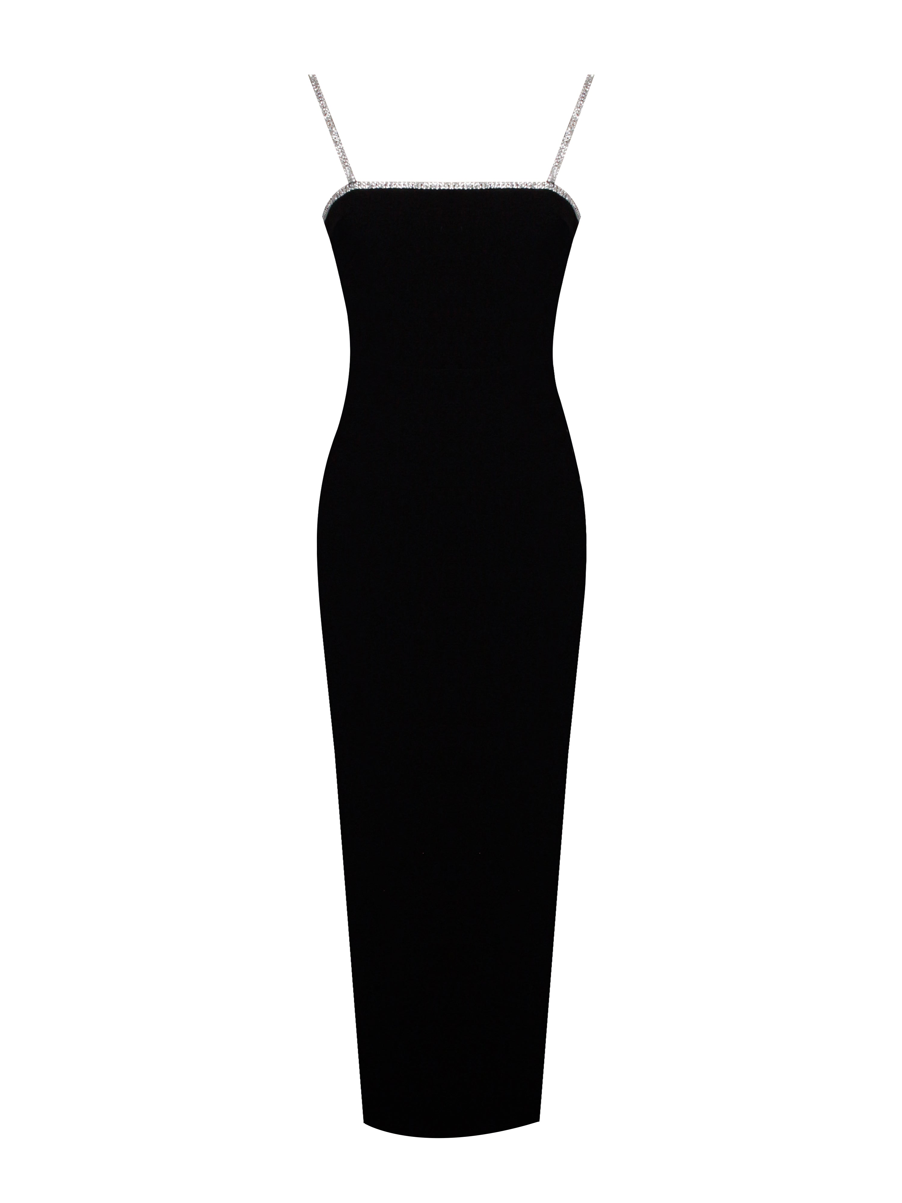 Flore Black Crystal Straps Backless Gown With Bow Flore Black Crystal Straps Backless Gown With Bow
