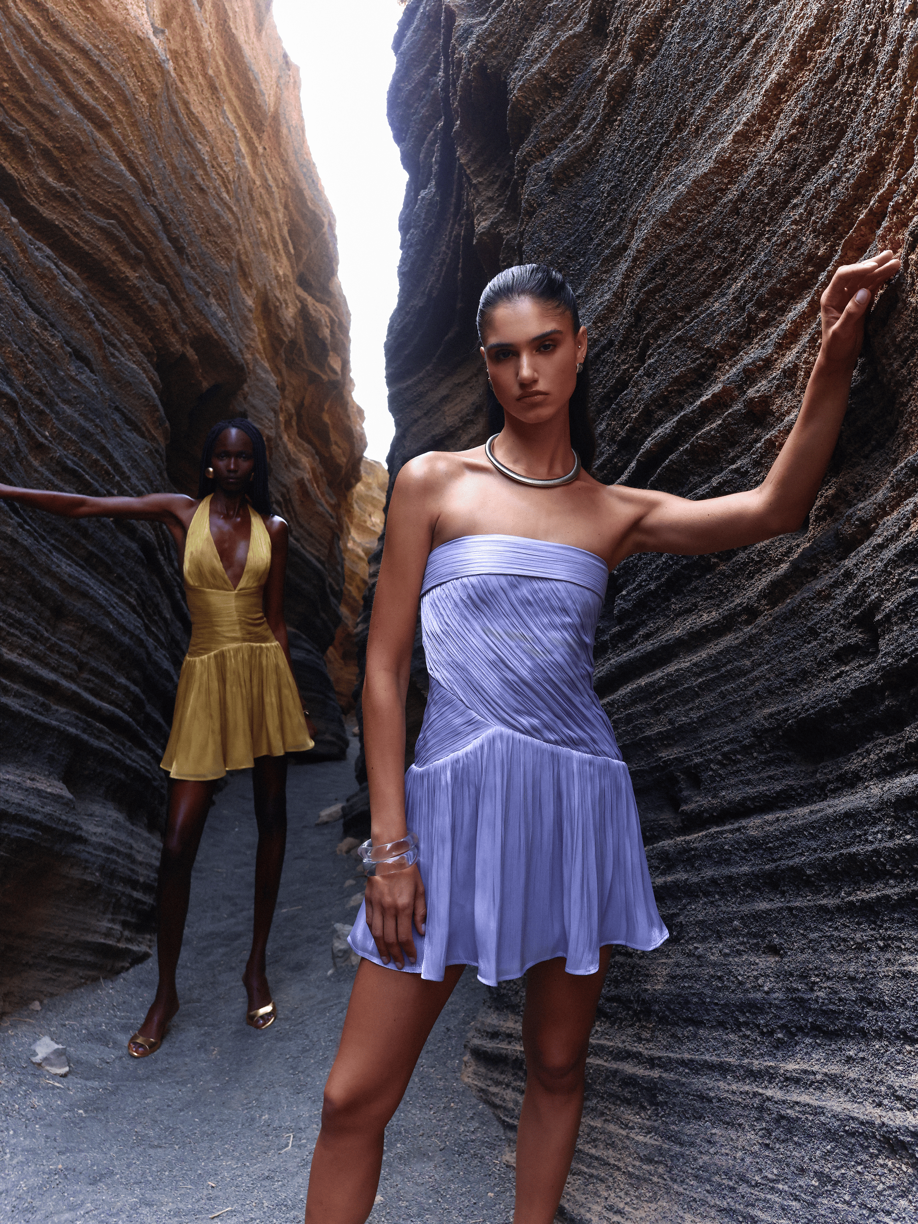 Yalena Lavender Crystal Organza Strapless Mini Dress