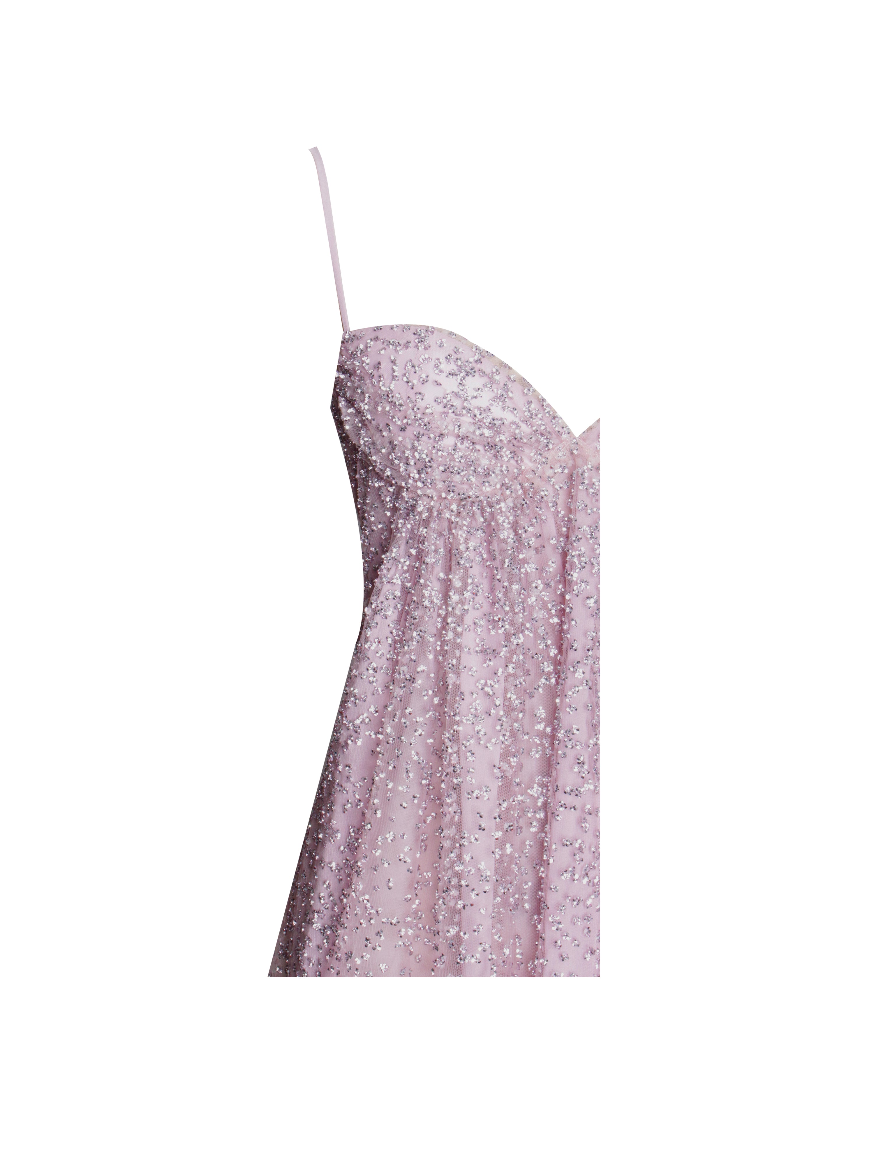 Wallie Pink Rhinestone Embellished Mesh Backless Gown