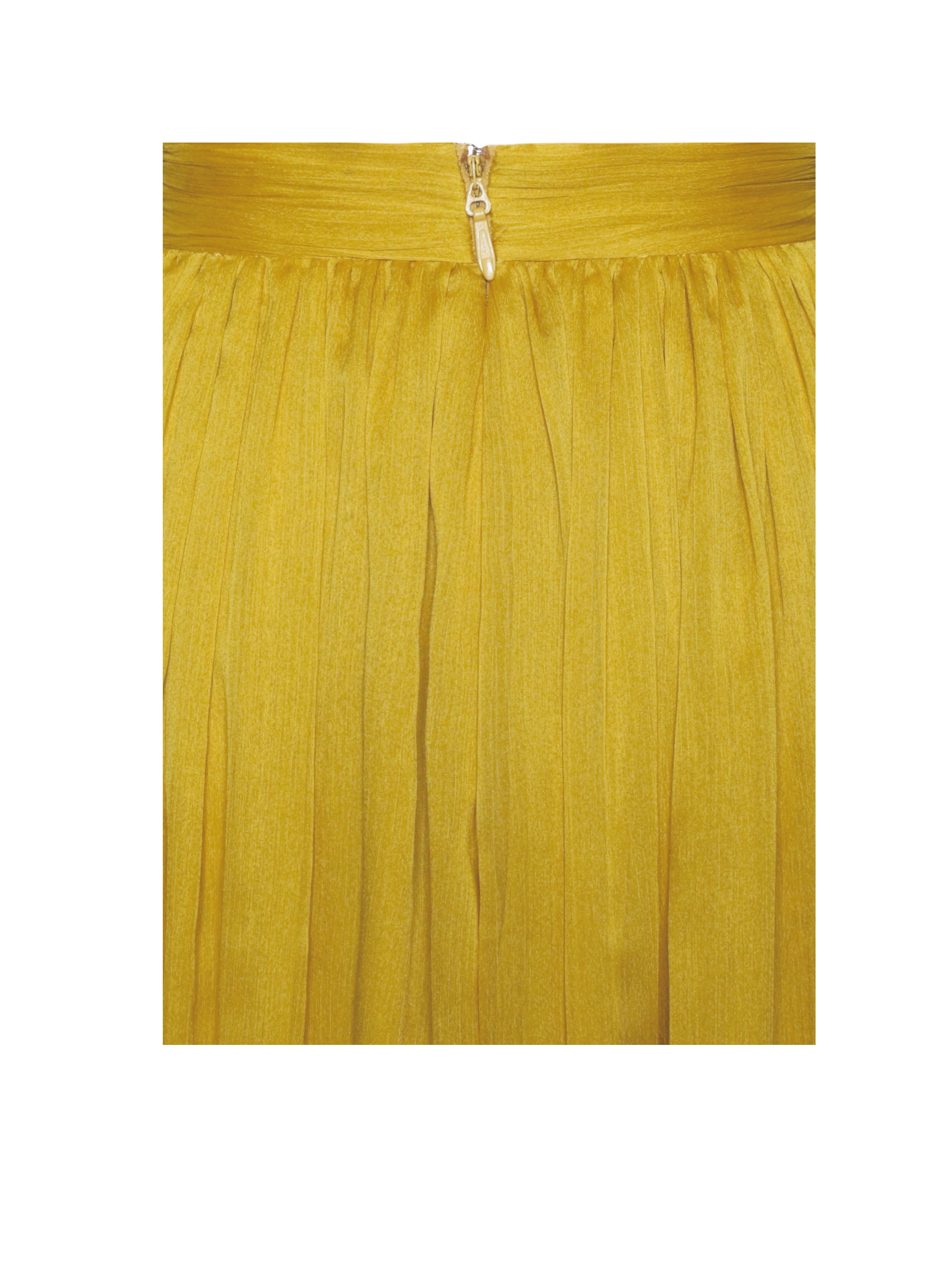 Xella Yellow Pleated Chiffon Maxi Dress