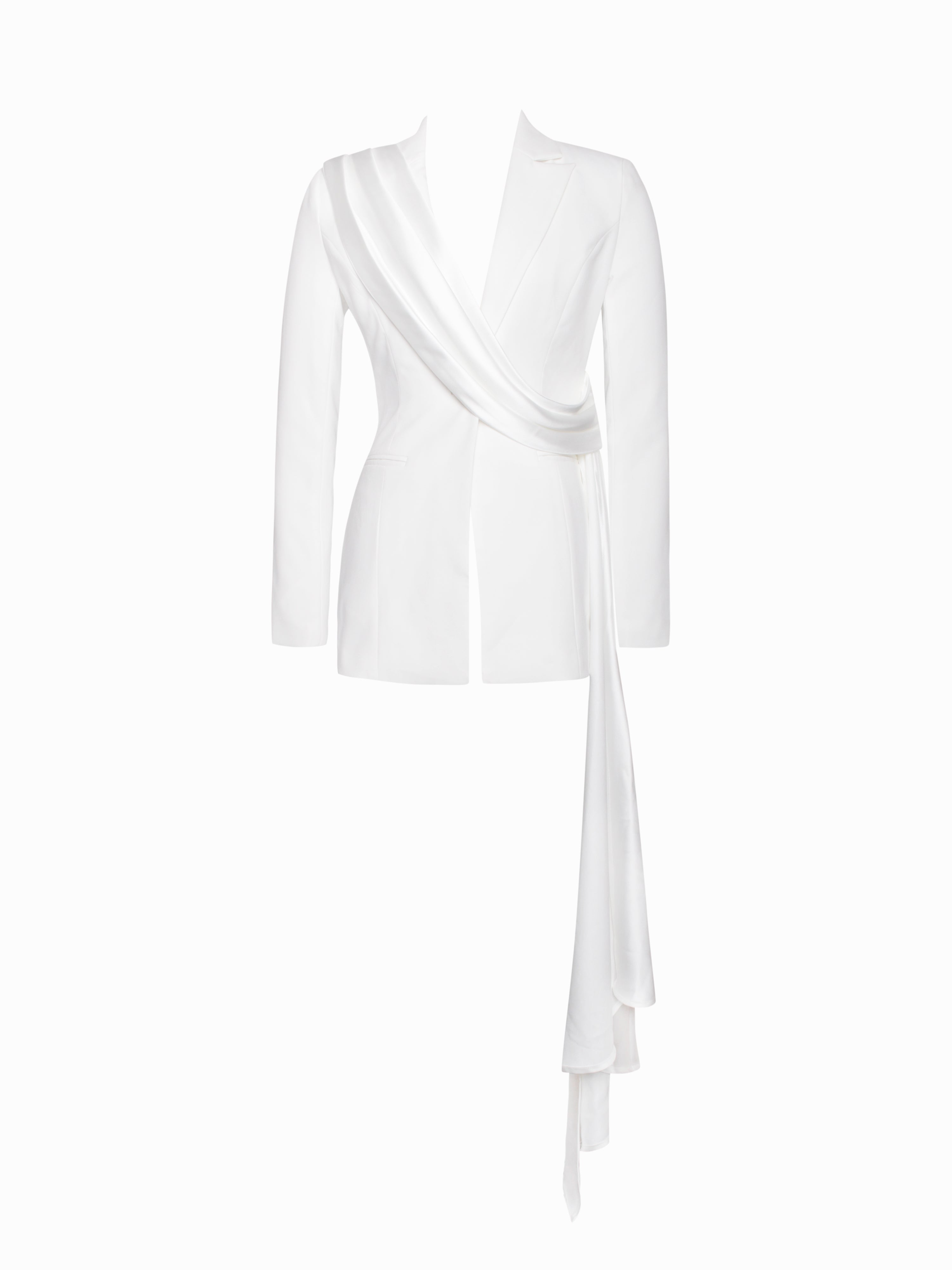 Vandra White Draping Blazer Jacket