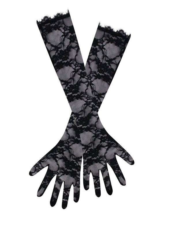 Rae Black Lace Opera-length Gloves