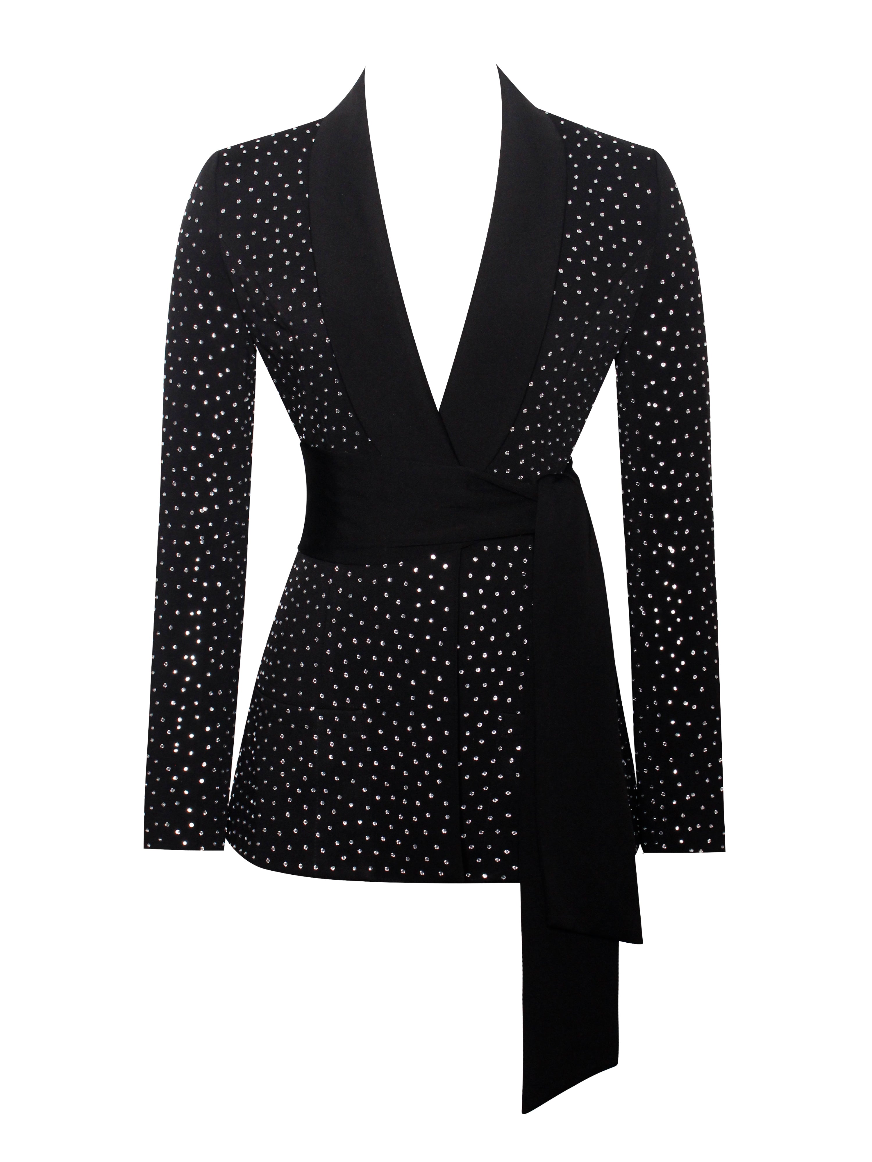 Visionary Crystal Embellished Black Blazer Jacket - Miss Circle