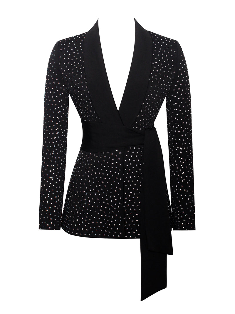 Visionary Crystal Embellished Black Blazer Jacket – Miss Circle