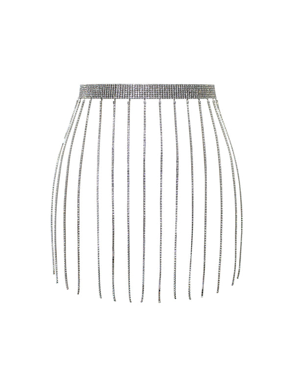 Metallic Crystal Fringe Skirt Waist Chain - Miss Circle