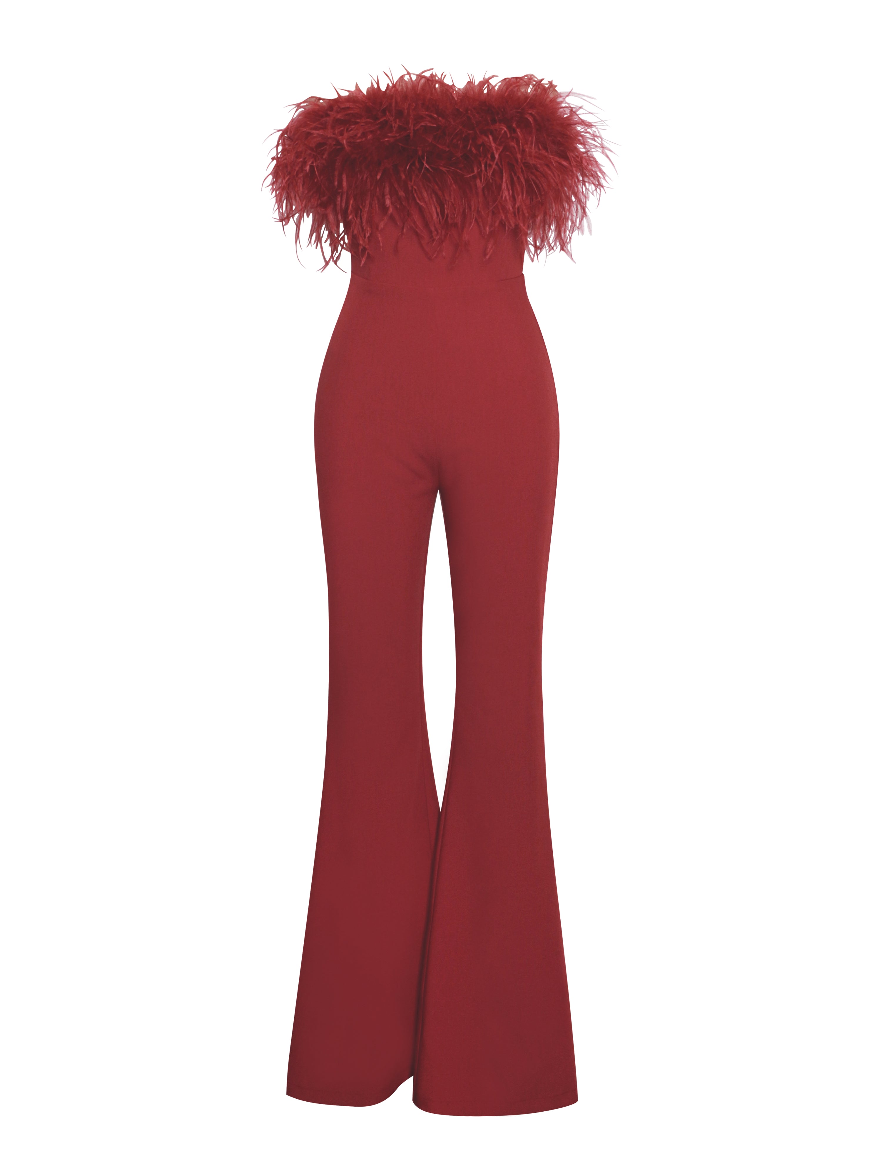 Kylan Burgundy Feather Jumpsuit