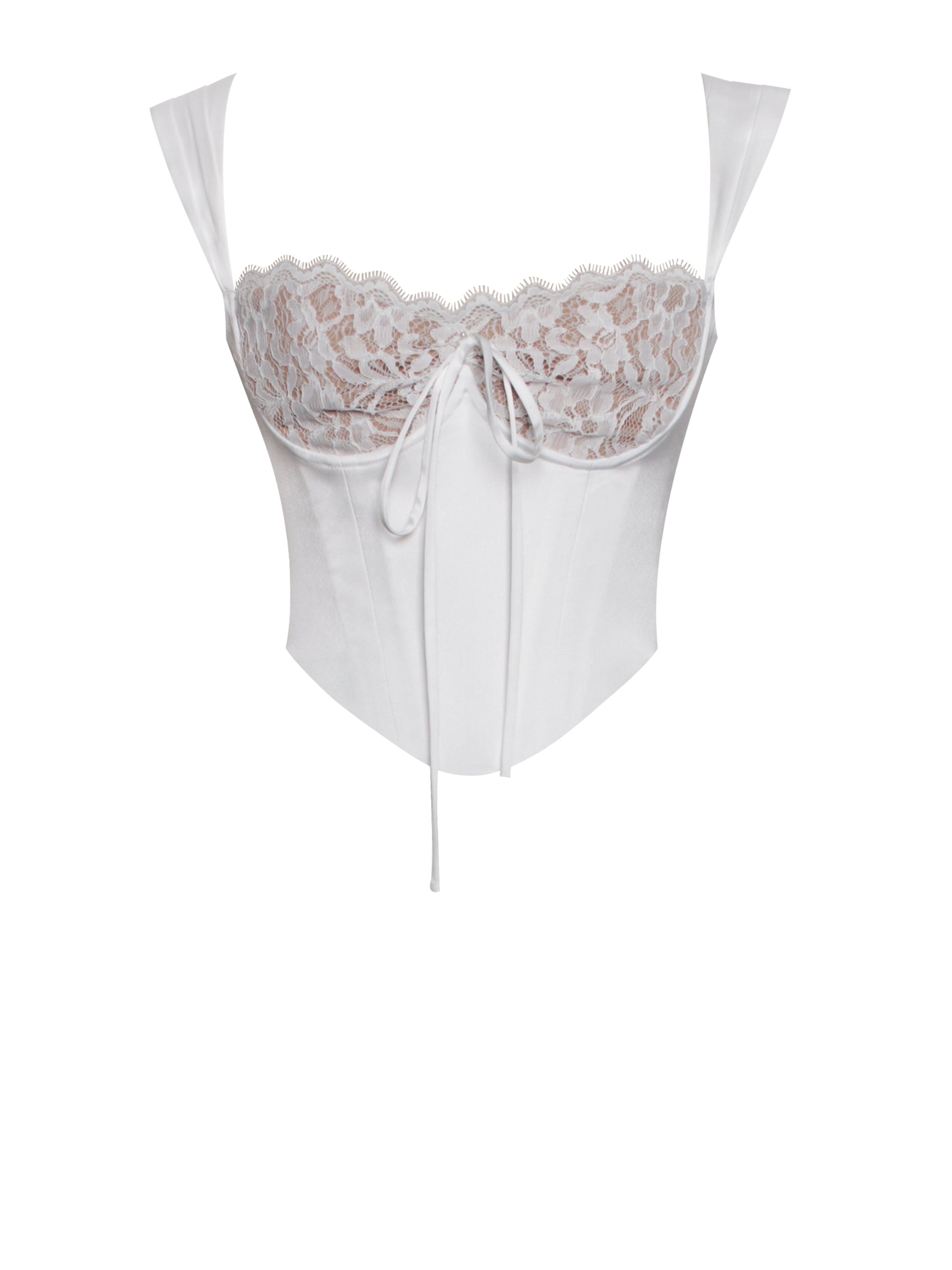 Everly White Lace Satin Corset Top