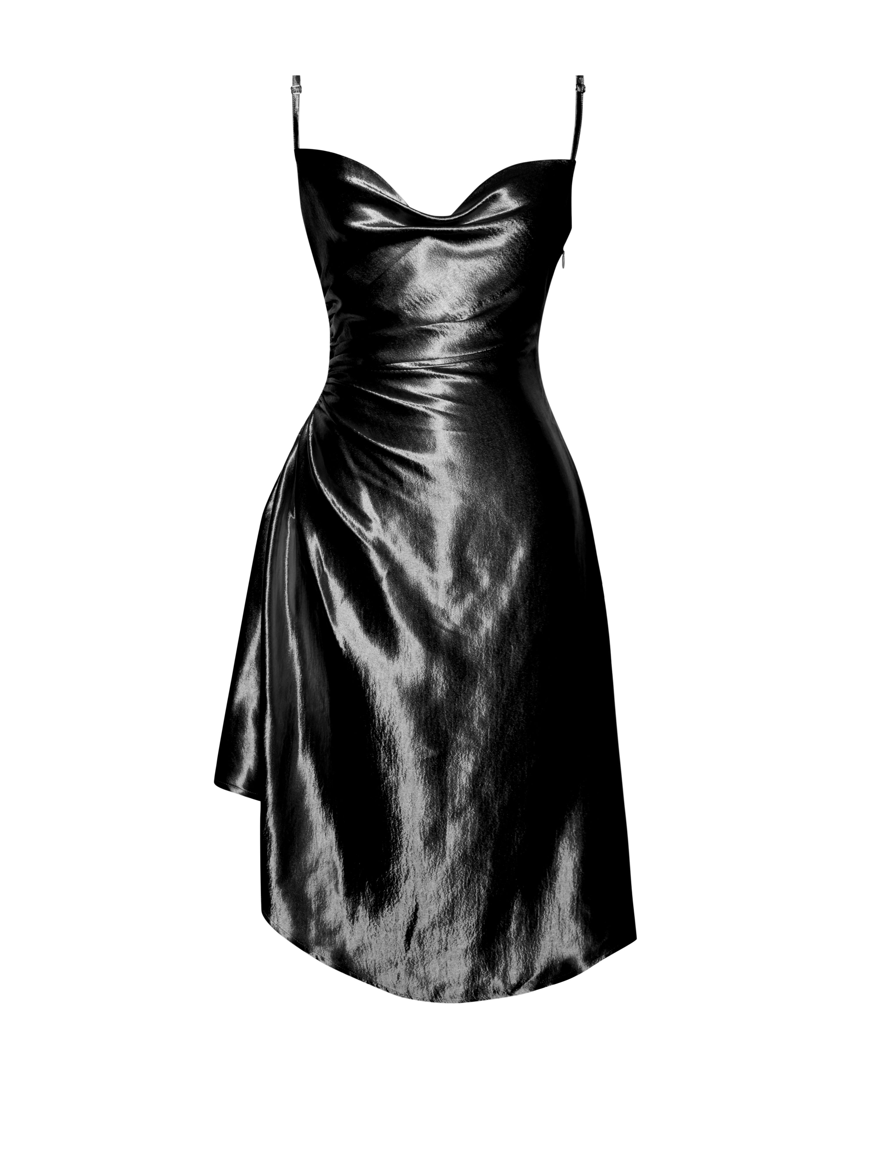 Montego Black Satin Side Slit Dress – Miss Circle