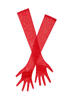 Qira Burgundy Mesh Opera-length Gloves