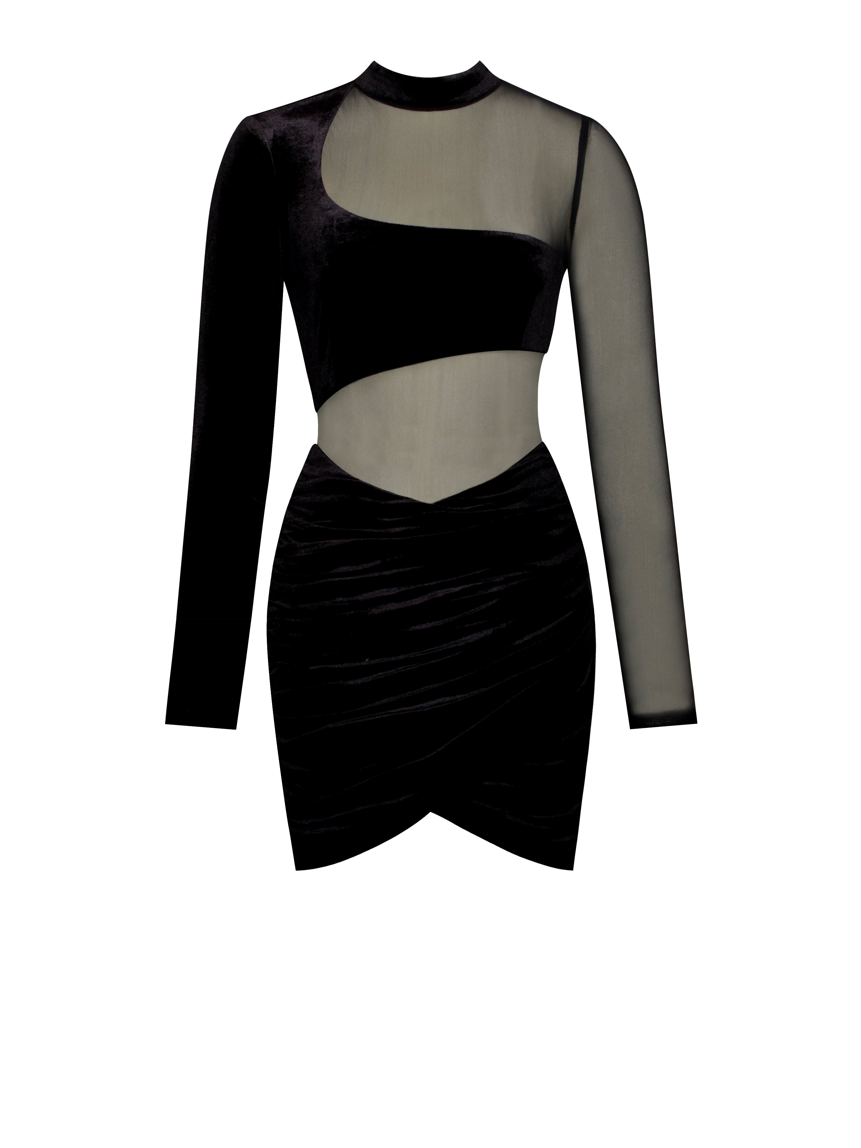 black mesh dress with sleeves Azalea Black Velvet Mesh Long Sleeve Dress
