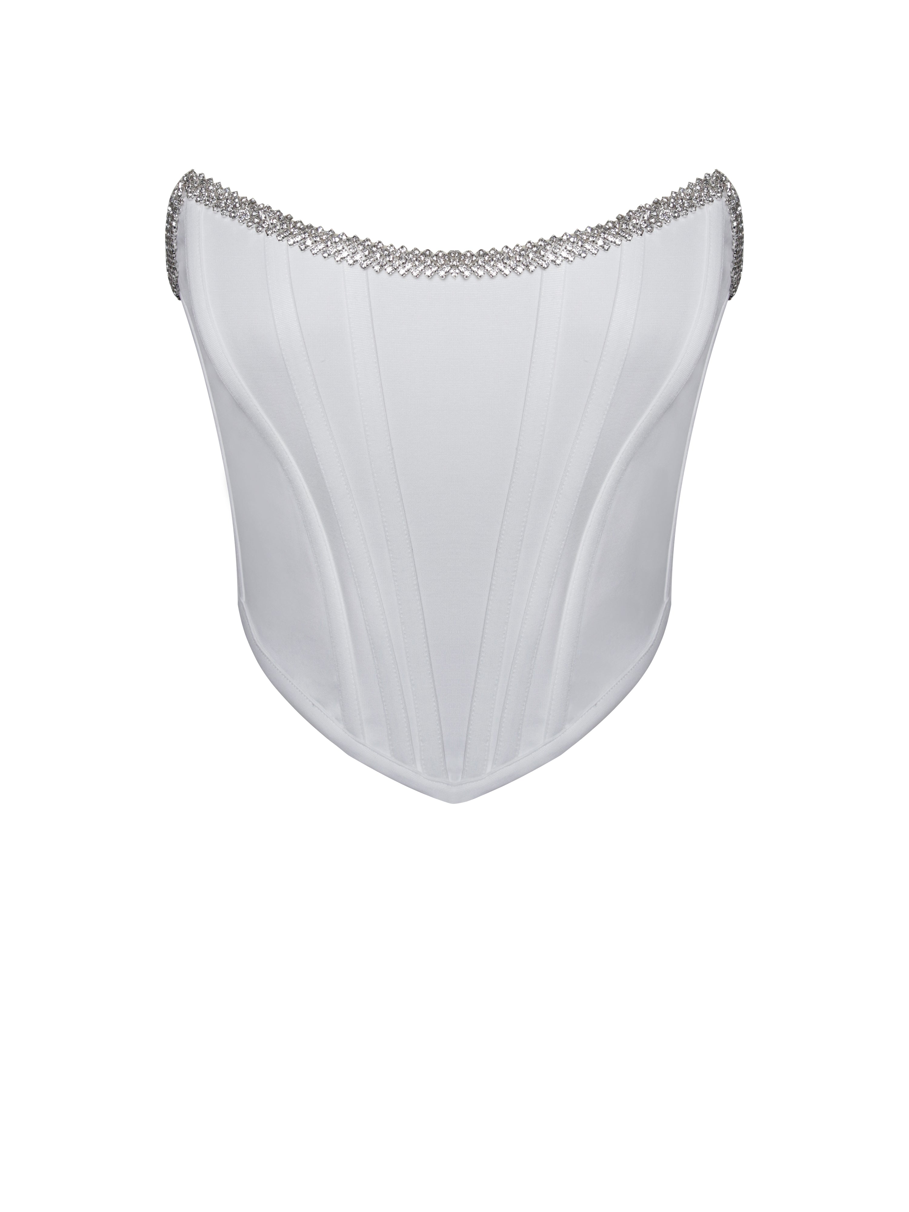 Melanie White Corset Top With Crystal Trim