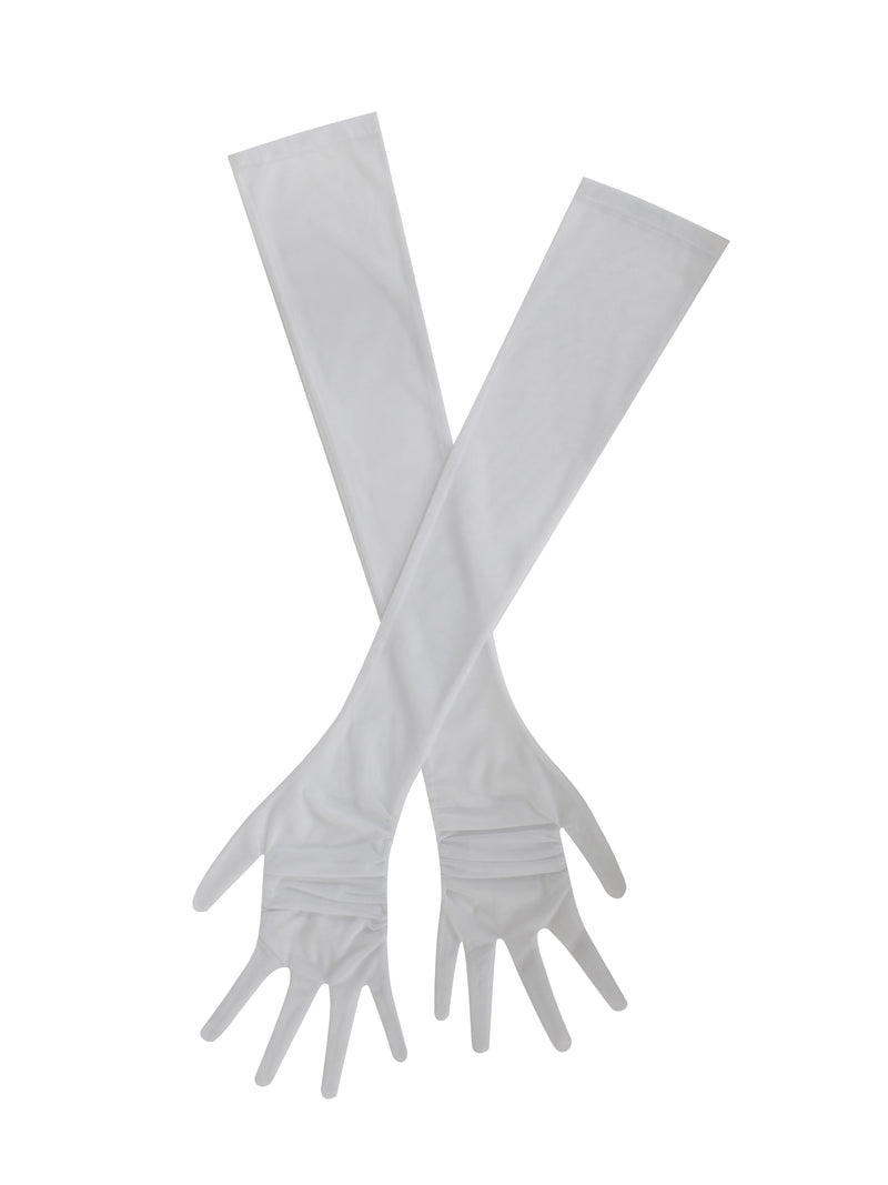 Qira White Mesh Opera-length Gloves