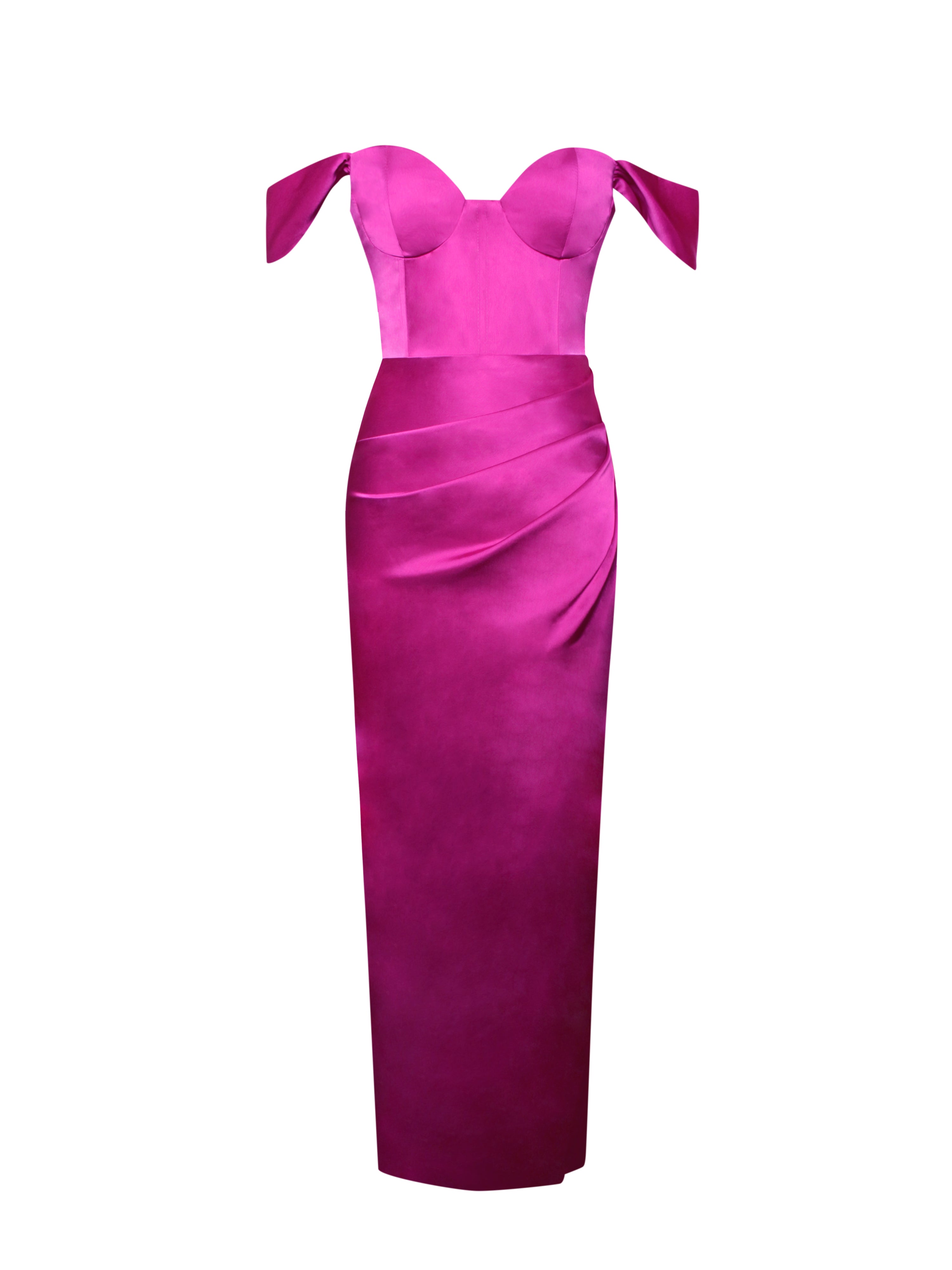 Zarah Fuchsia High Slit Corset Satin Dress