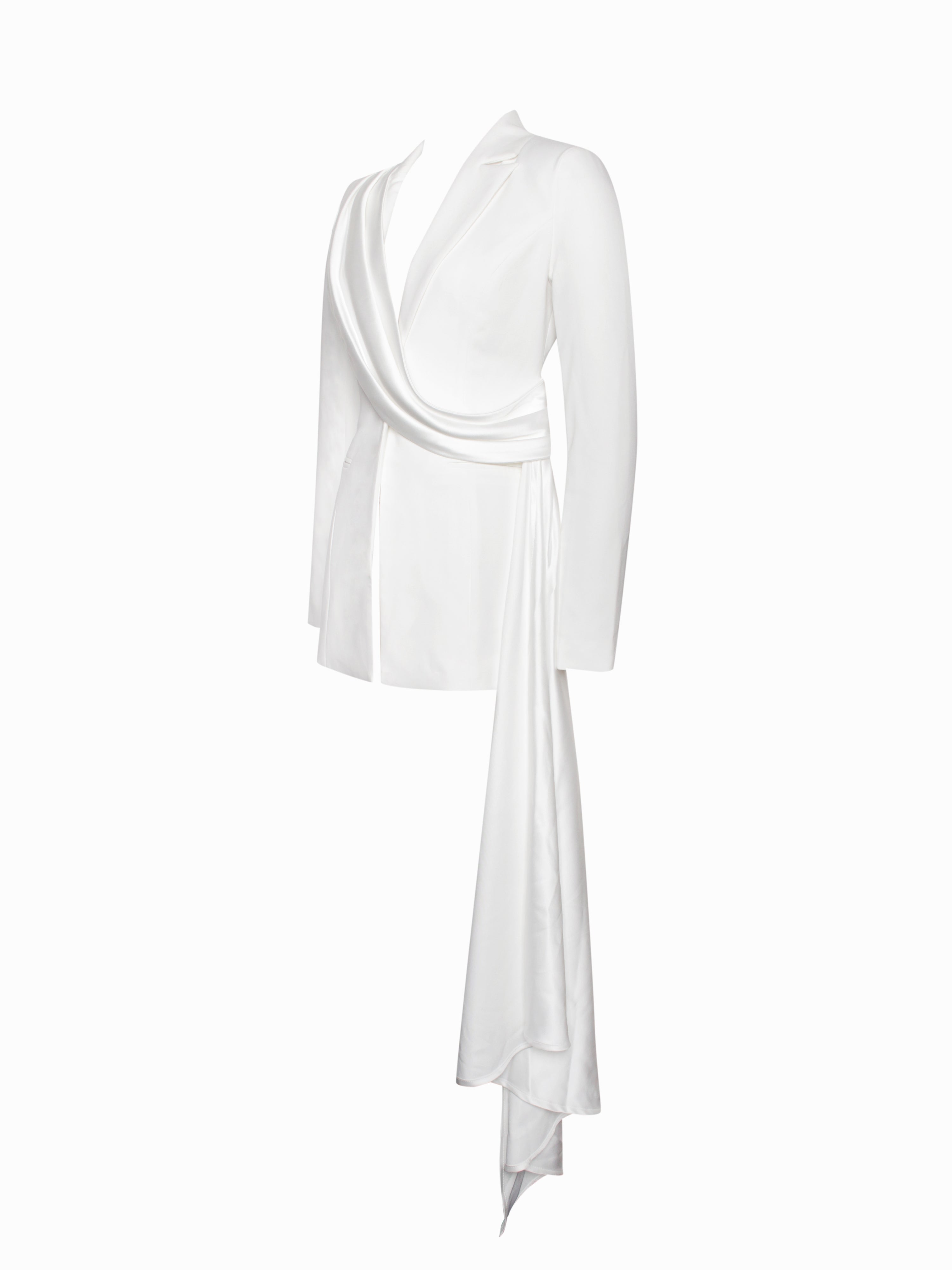 Vandra White Draping Blazer Jacket