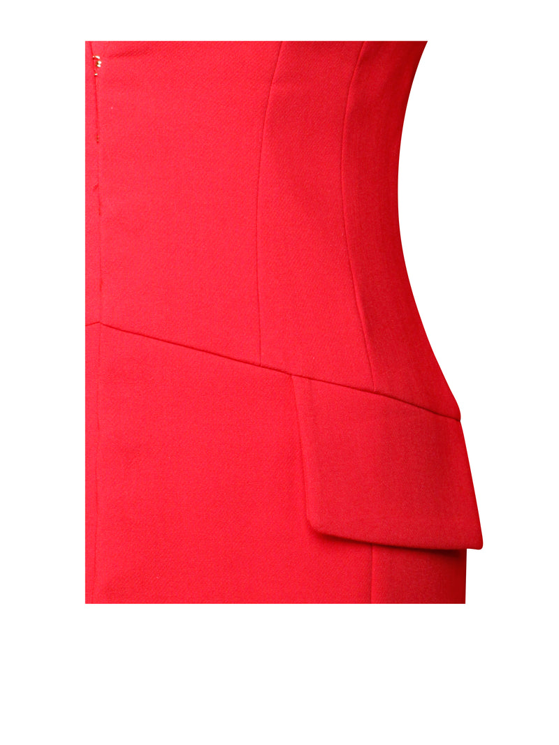 Flattery Red Long Sleeve Blazer Dress - Miss Circle