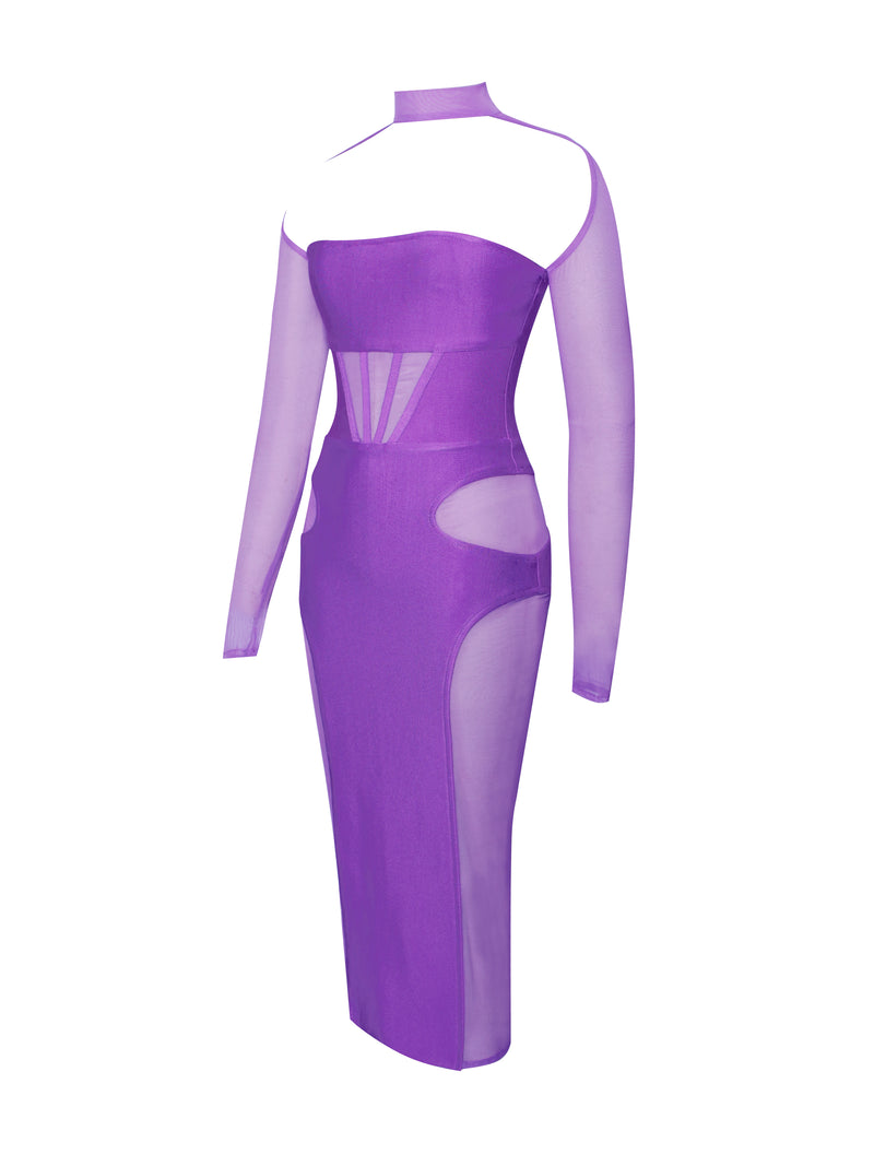 Barrett Purple Mesh Long Sleeve Bandage Dress – Miss Circle