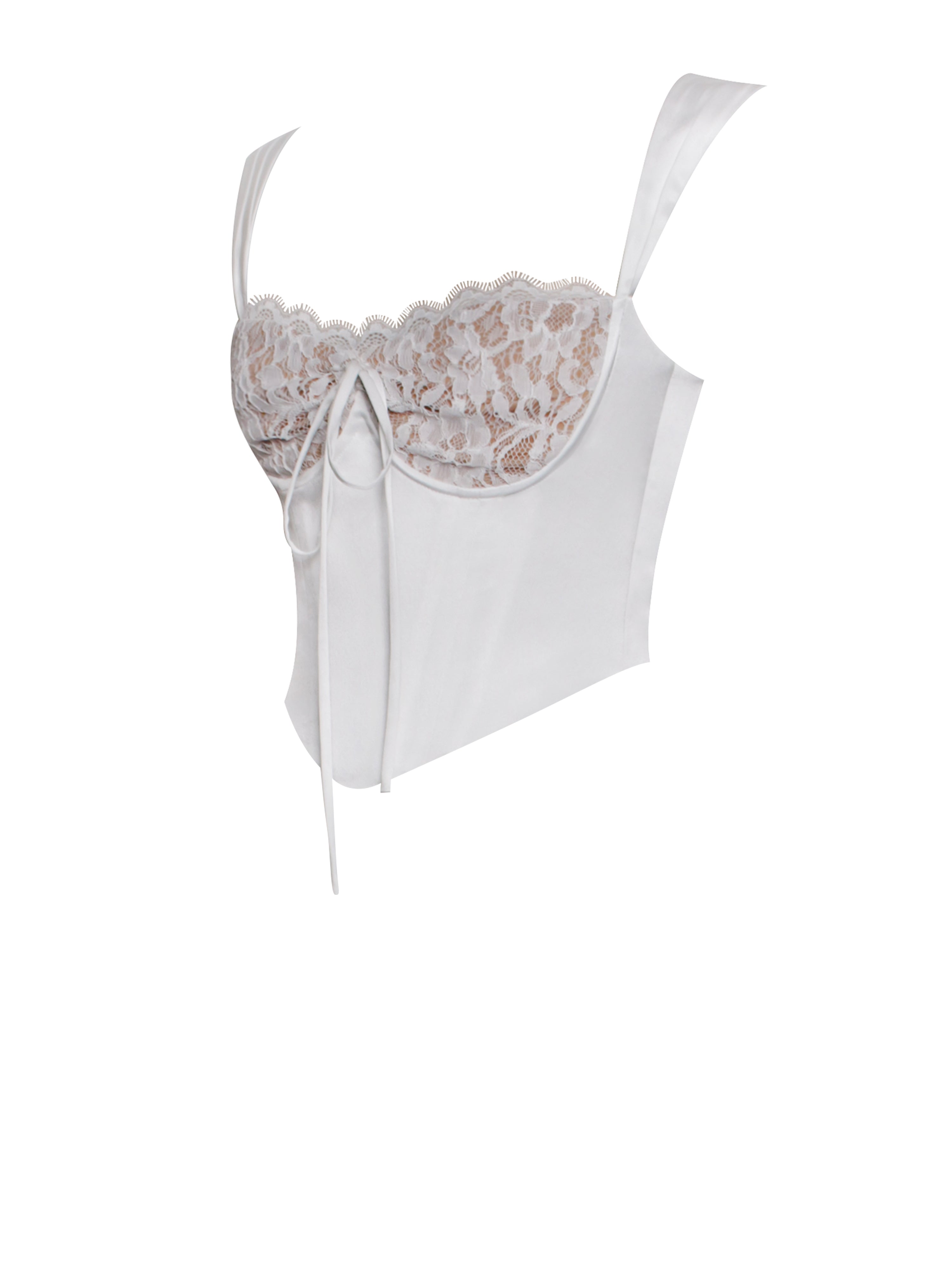 Everly White Lace Satin Corset Top