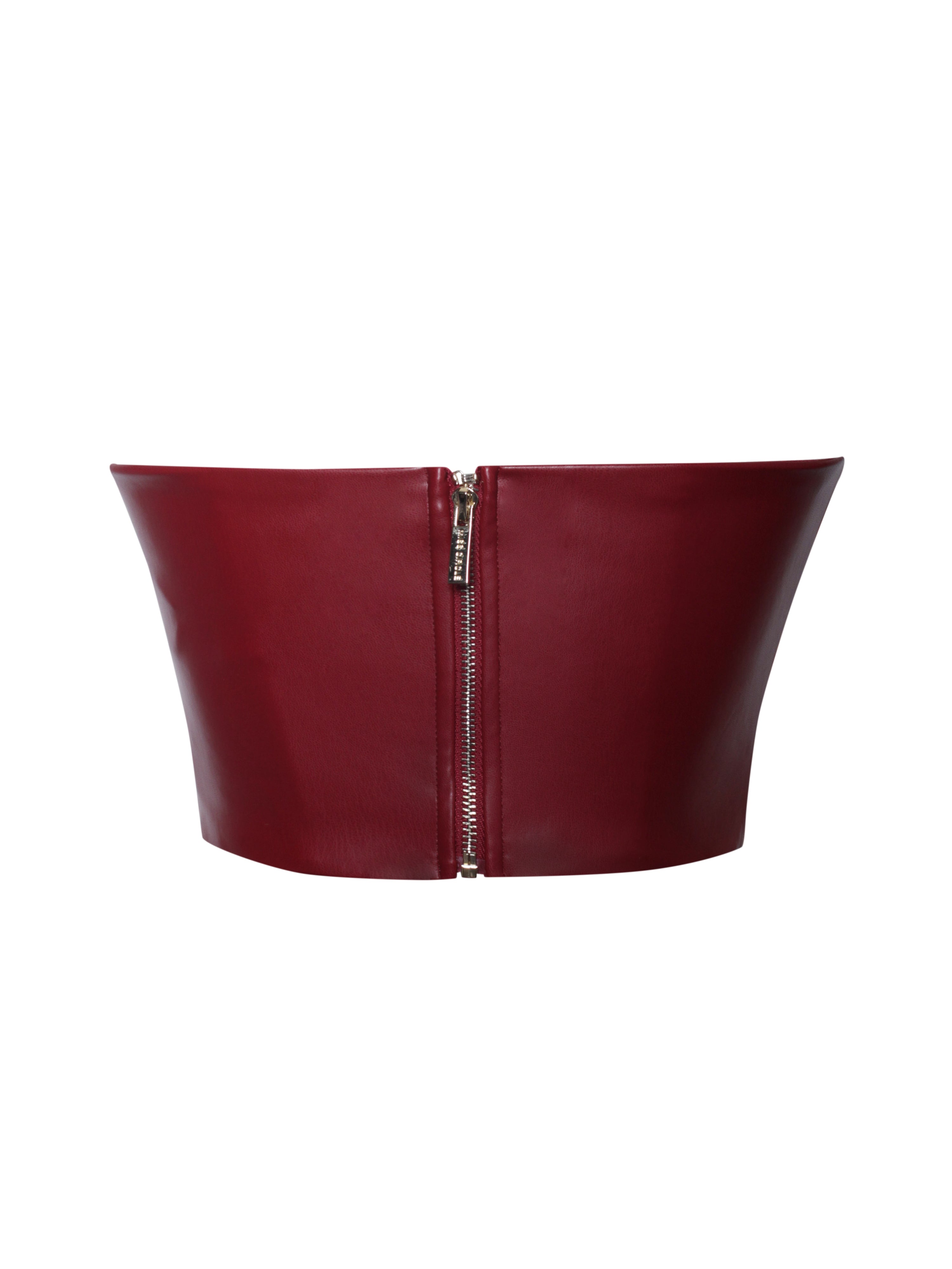 Anja Burgundy Vegan Leather Boned Corset Top