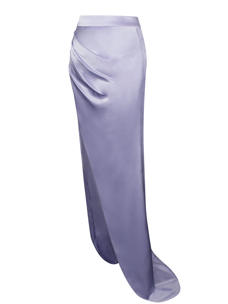 Rylie Silver High Slit Satin Skirt
