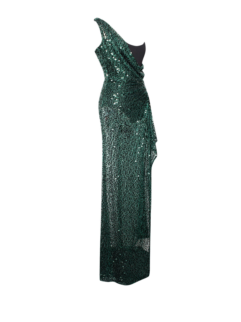 Umme Sequin Emerald Green Gown