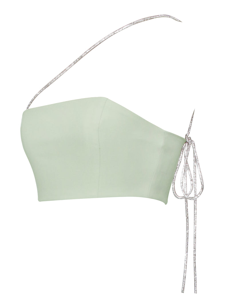 Uriel Mint Crop Top With Crystal Strap