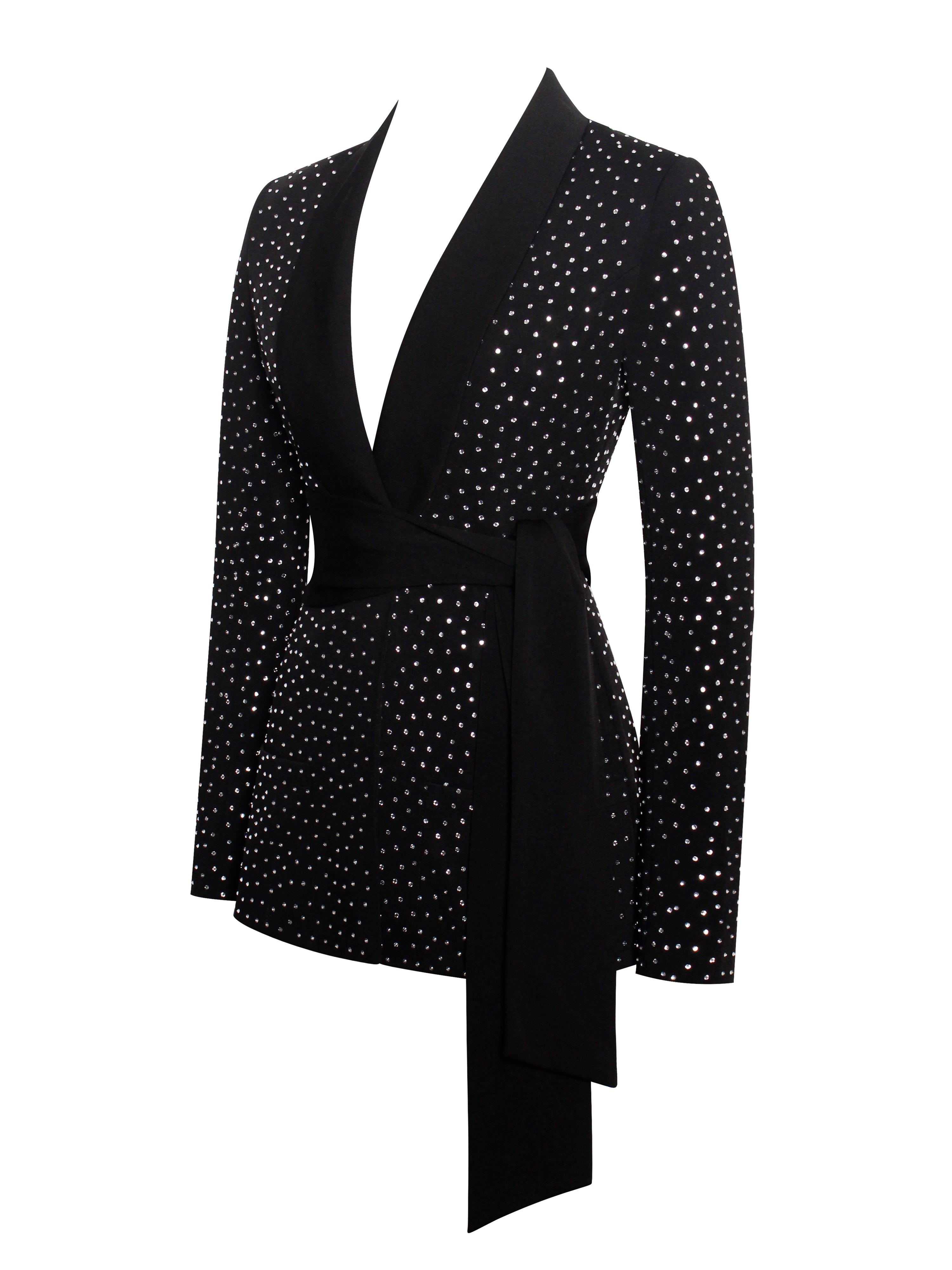 Visionary Crystal Embellished Black Blazer Jacket - Miss Circle