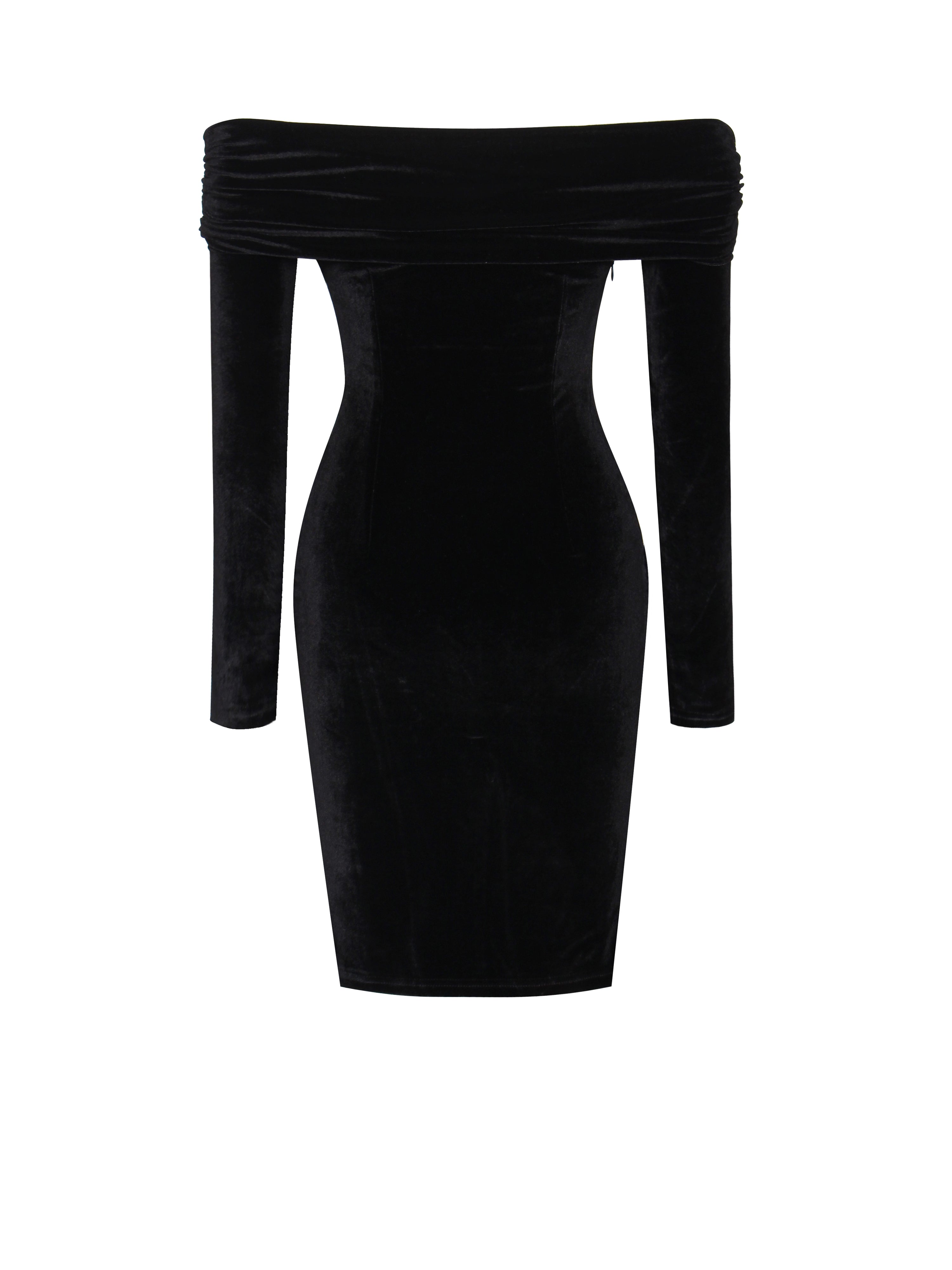 Ashton Off Shoulder Velvet Long Sleeve Bodycon Dress M / 6-8 Ashton Off Shoulder Velvet Long Sleeve Bodycon Dress M / 6-8