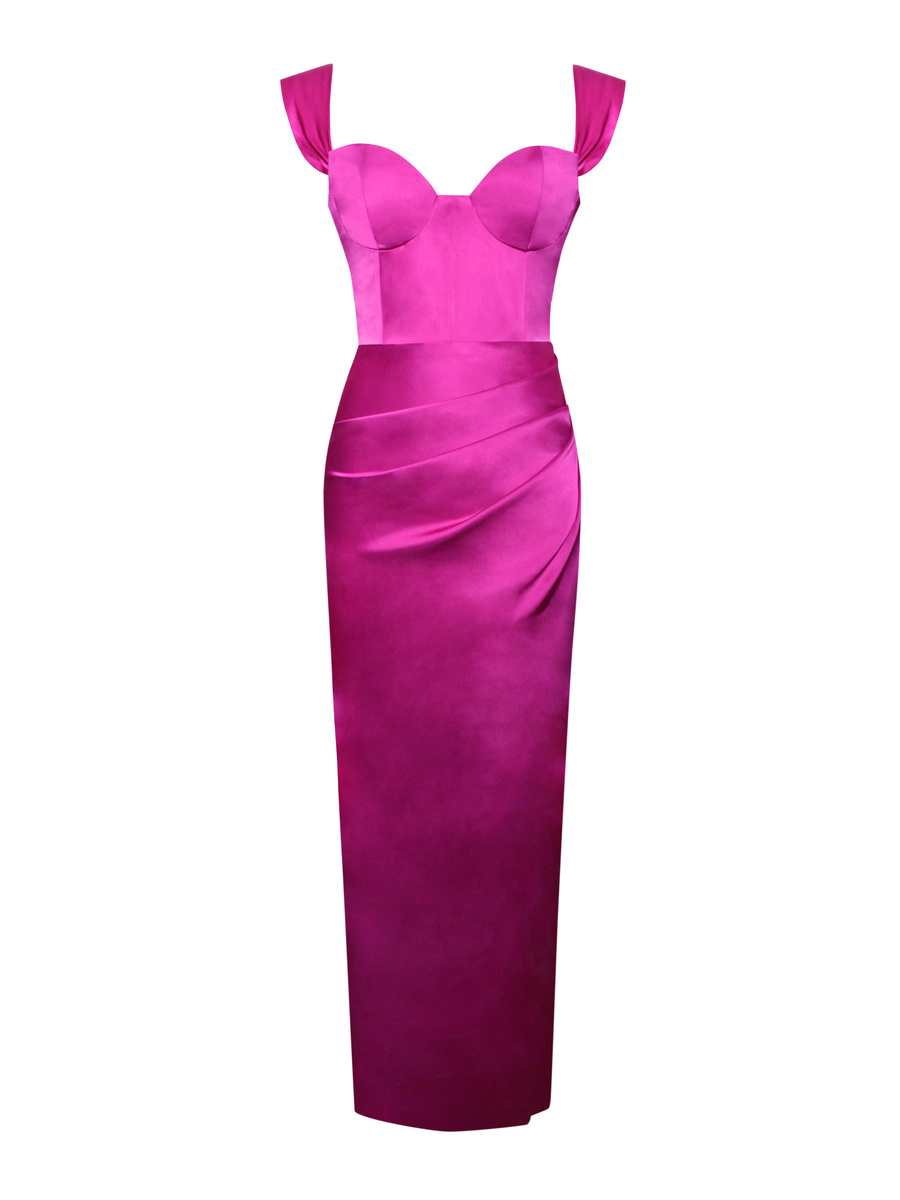 Zarah Fuchsia High Slit Corset Satin Dress