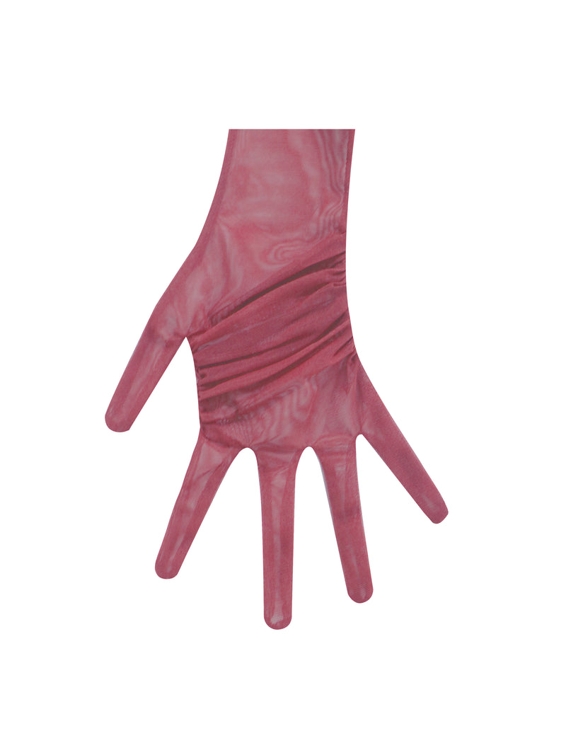 Qira Maroon Mesh Opera-length Gloves