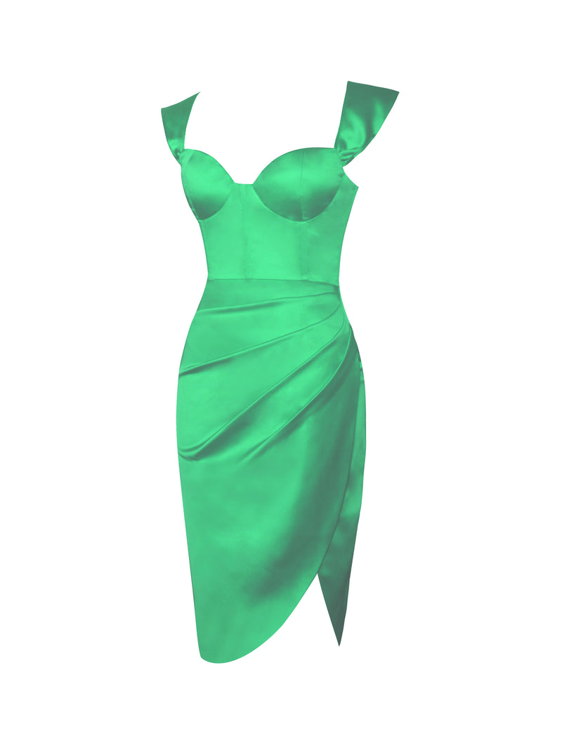Hedy Green Satin Corset Dress