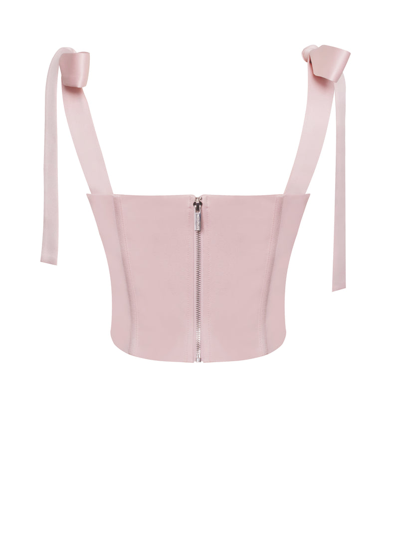 Baby Pink Satin Square Neck Corset Top