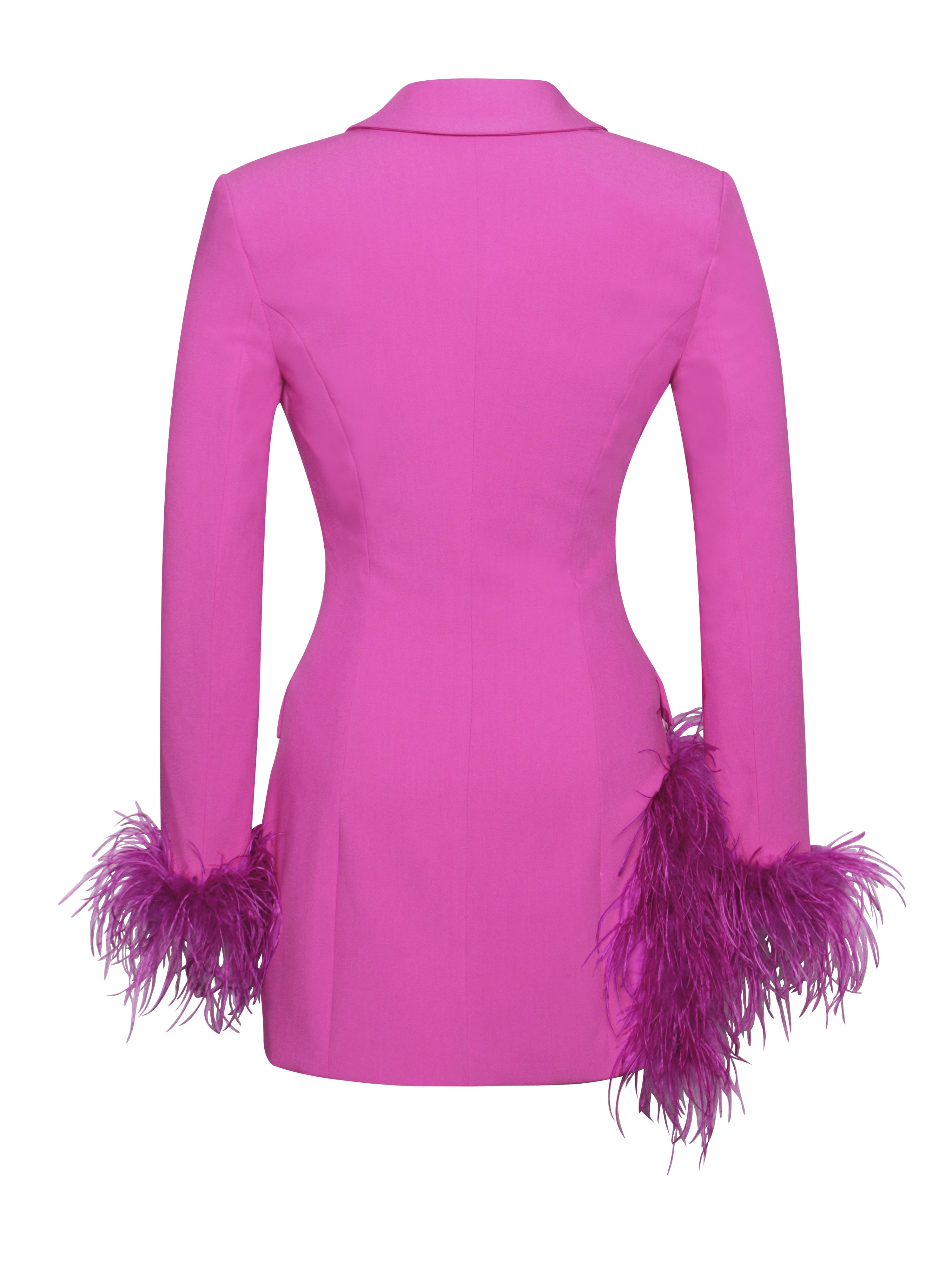 Madeline Fuchsia Feather Trim Blazer Dress