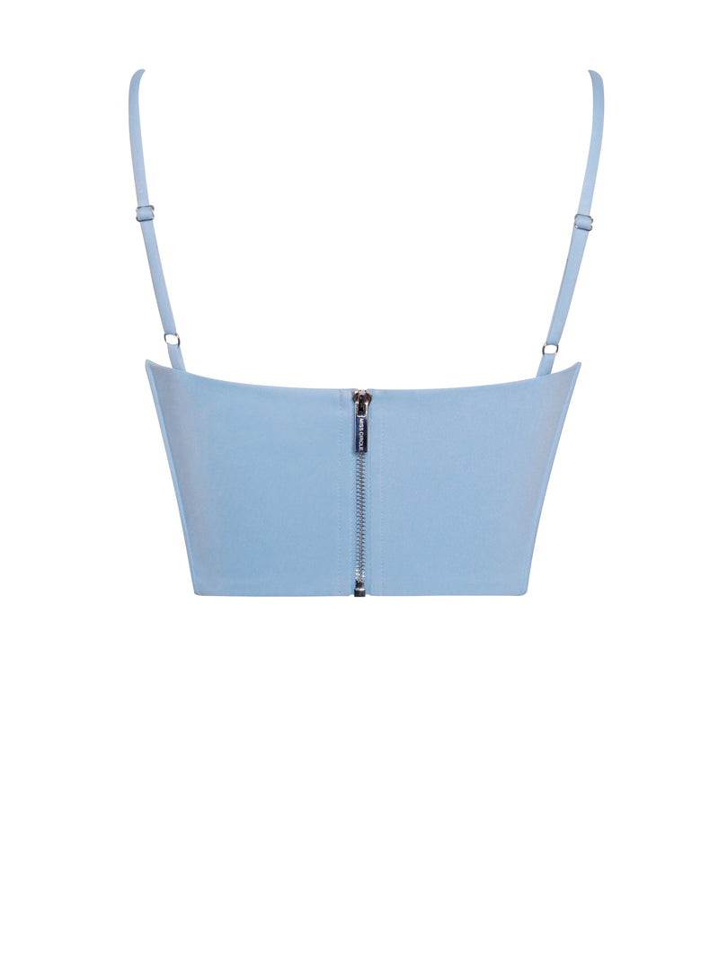 Tristyn Baby Blue Crystal Strap Corset Top