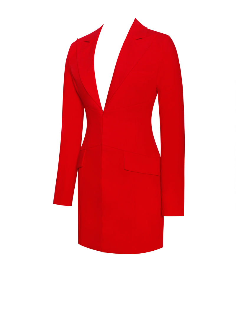 Flattery Red Long Sleeve Blazer Dress - Miss Circle