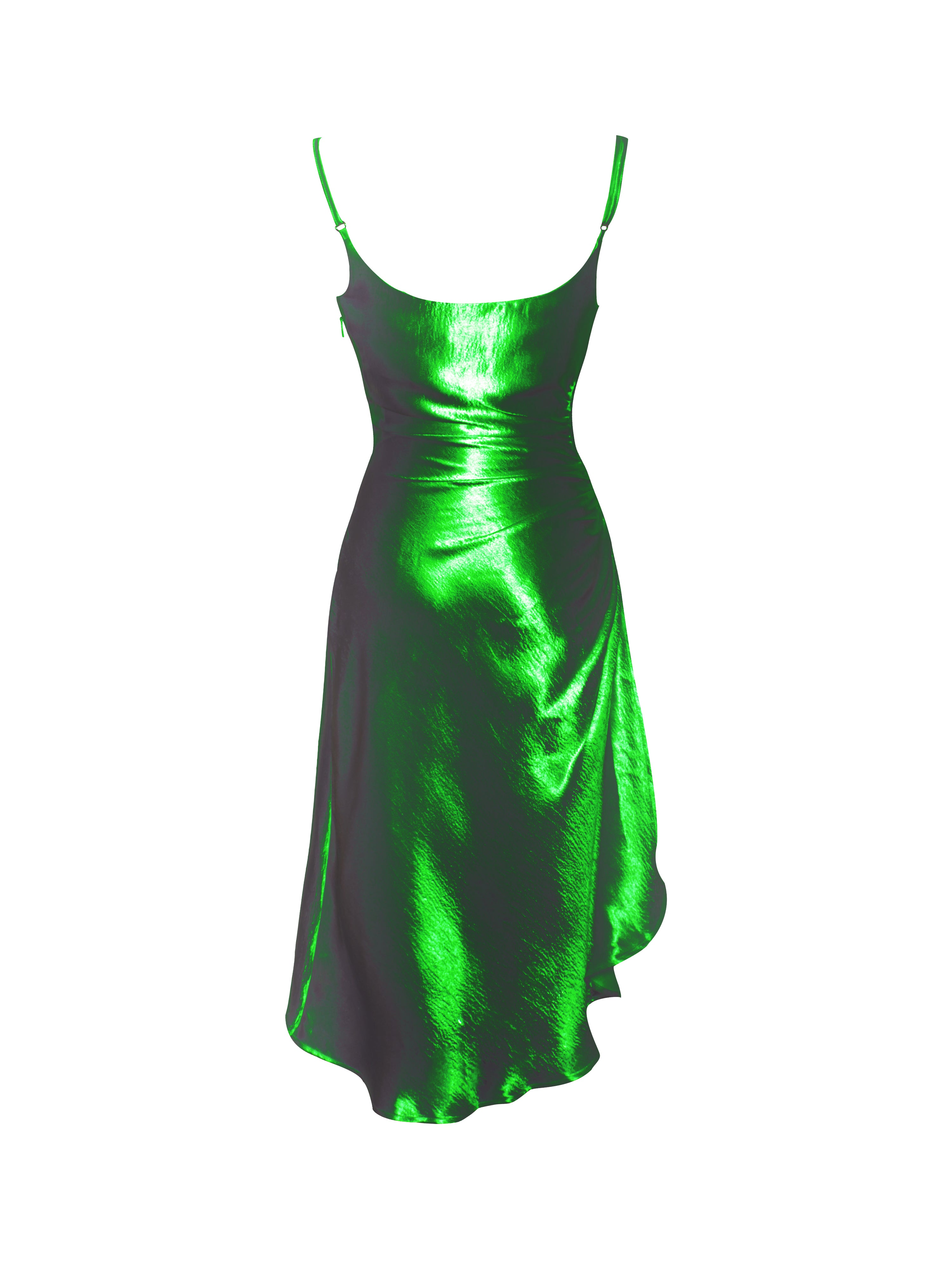 Montego Green Satin Side Slit Dress